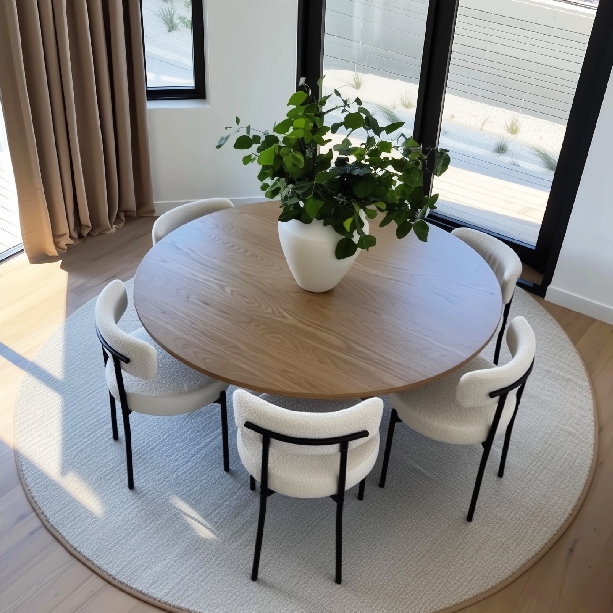 Orchid 60" Oak Round Pedestal Dining Table