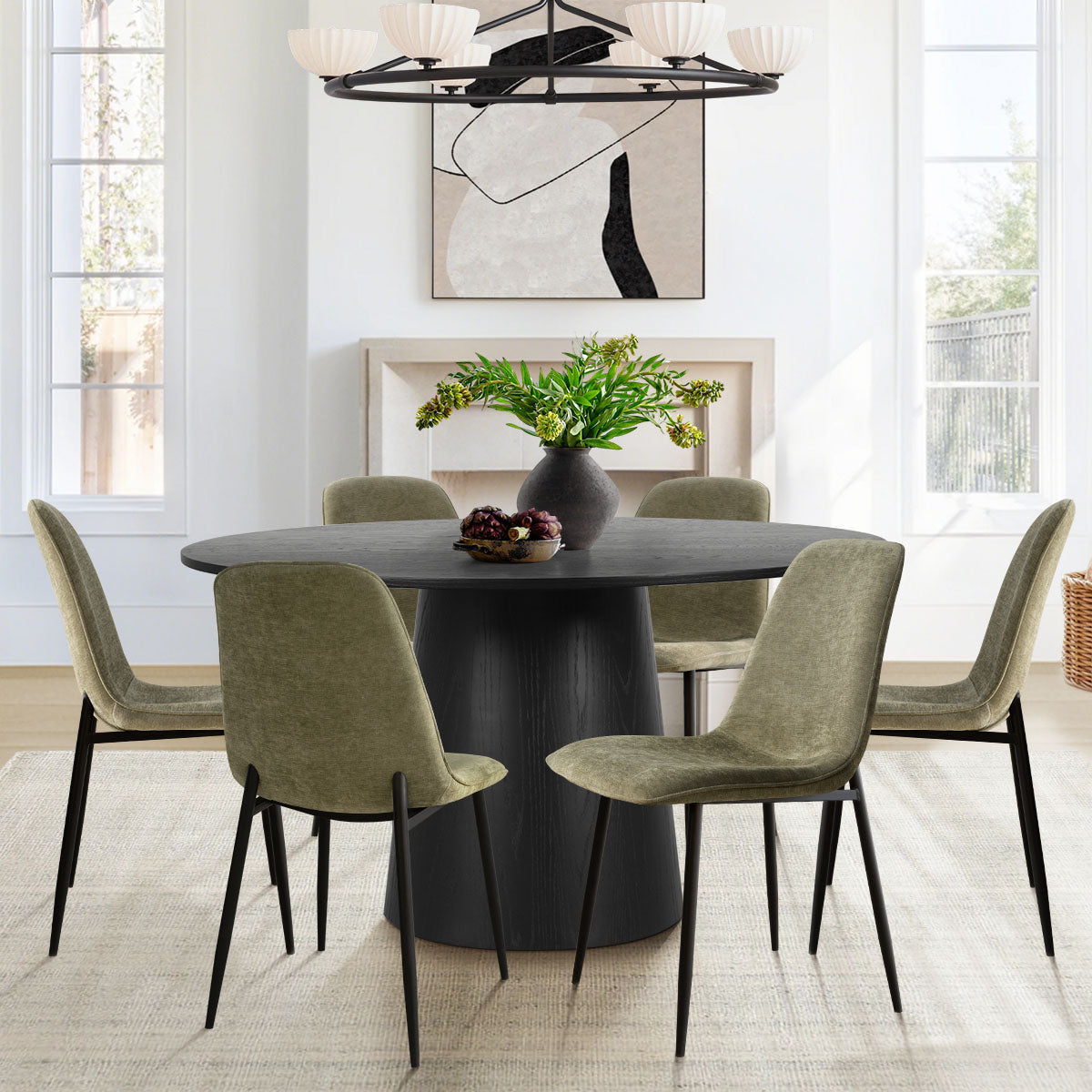 Oslo Modern Chenille Dining Chair with Metal Legs (Set of 6)