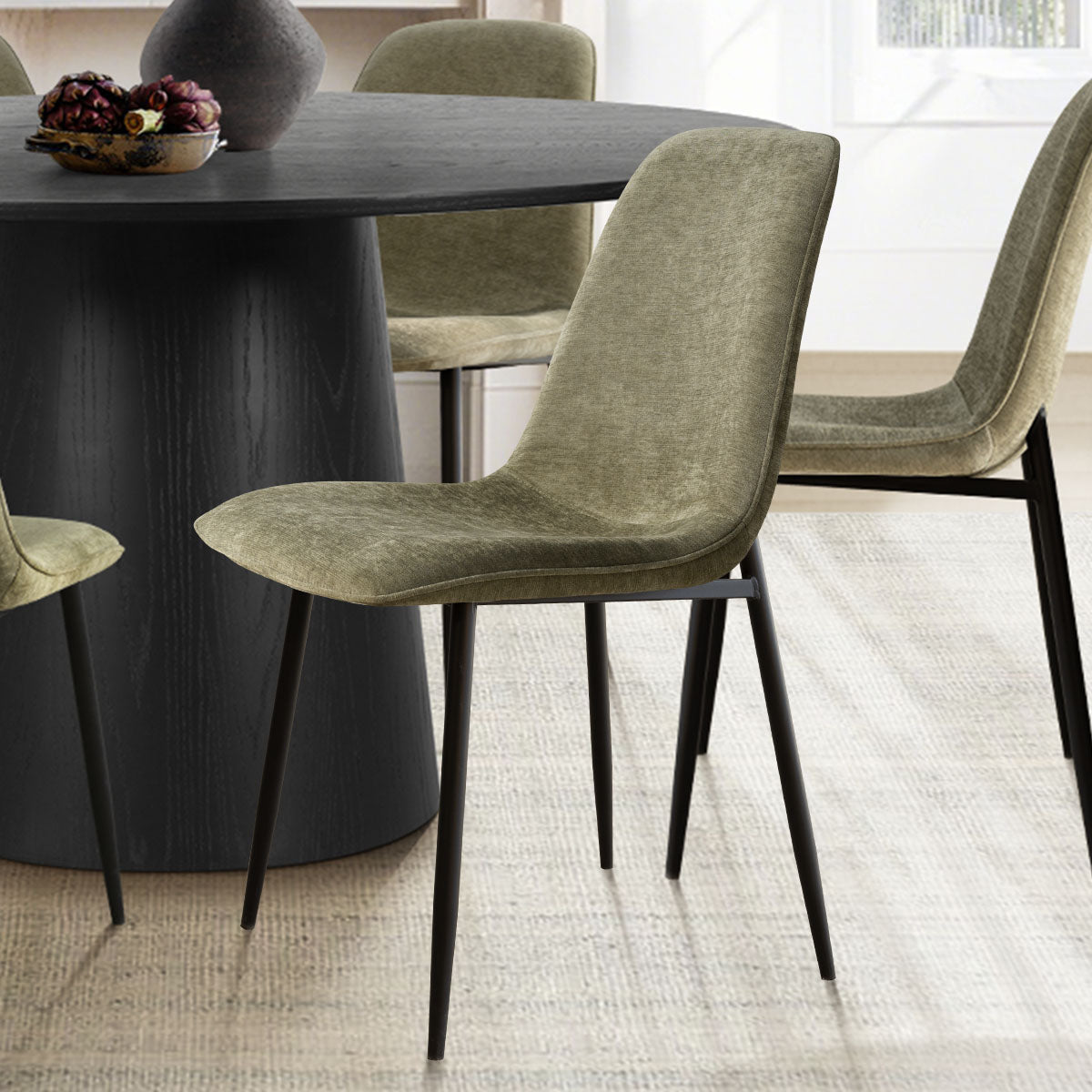 Oslo Modern Chenille Dining Chair with Metal Legs (Set of 6)