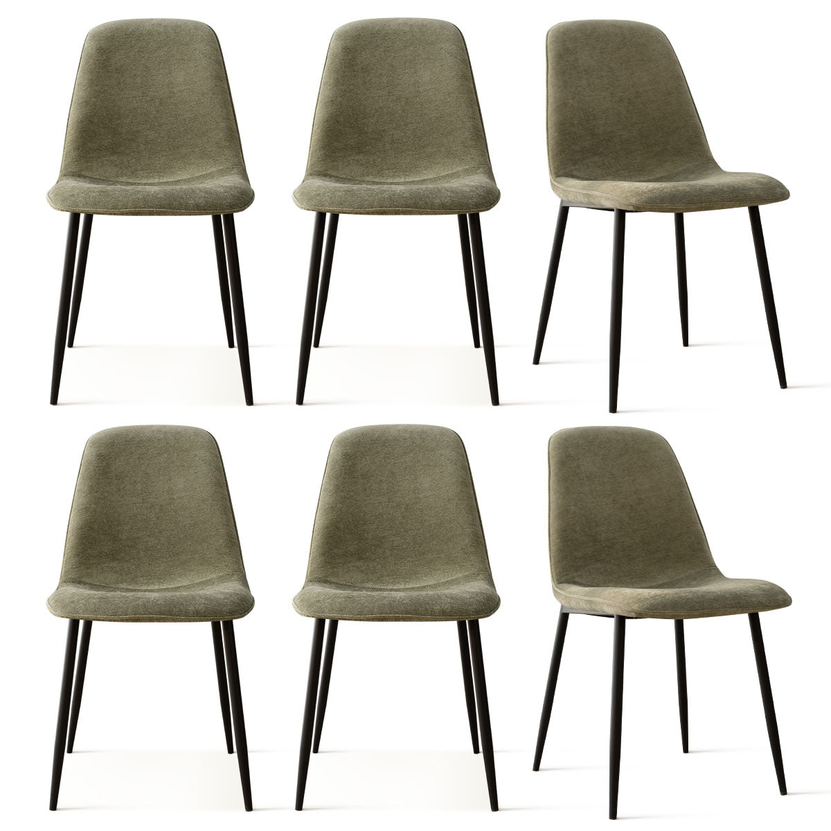Oslo Modern Chenille Dining Chair with Metal Legs (Set of 6)