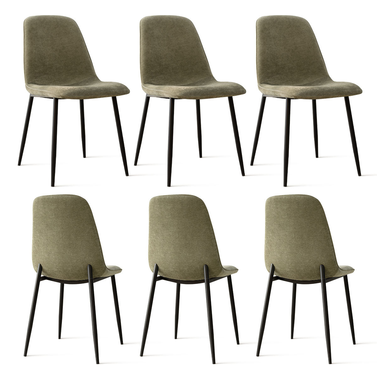 Oslo Modern Chenille Dining Chair with Metal Legs (Set of 6)