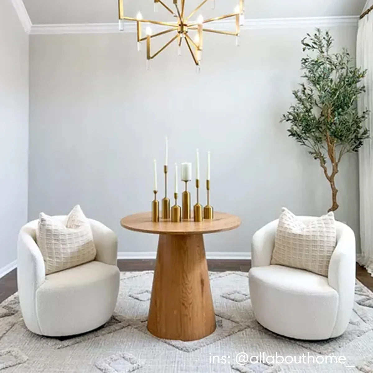 Dwen 35" Modern Round Pedestal Console Table
