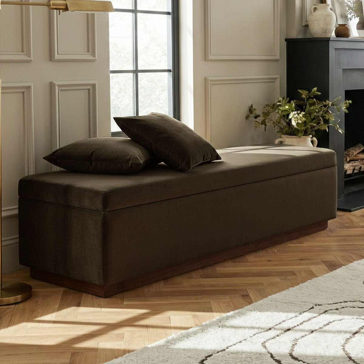 Paxton 60" Velvet Storage Bench with Hidden Lift Top