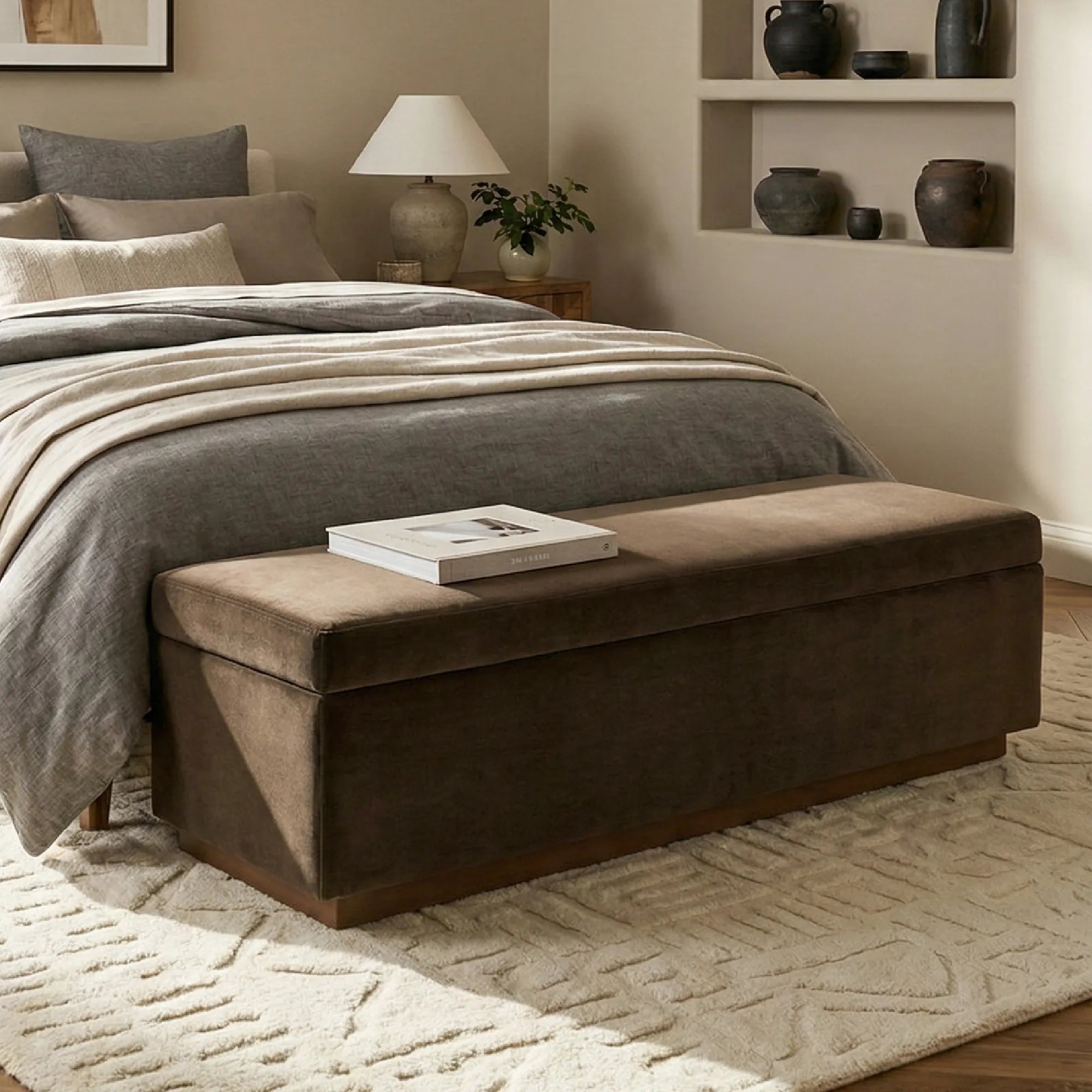 Paxton 60" Velvet Storage Bench with Hidden Lift Top