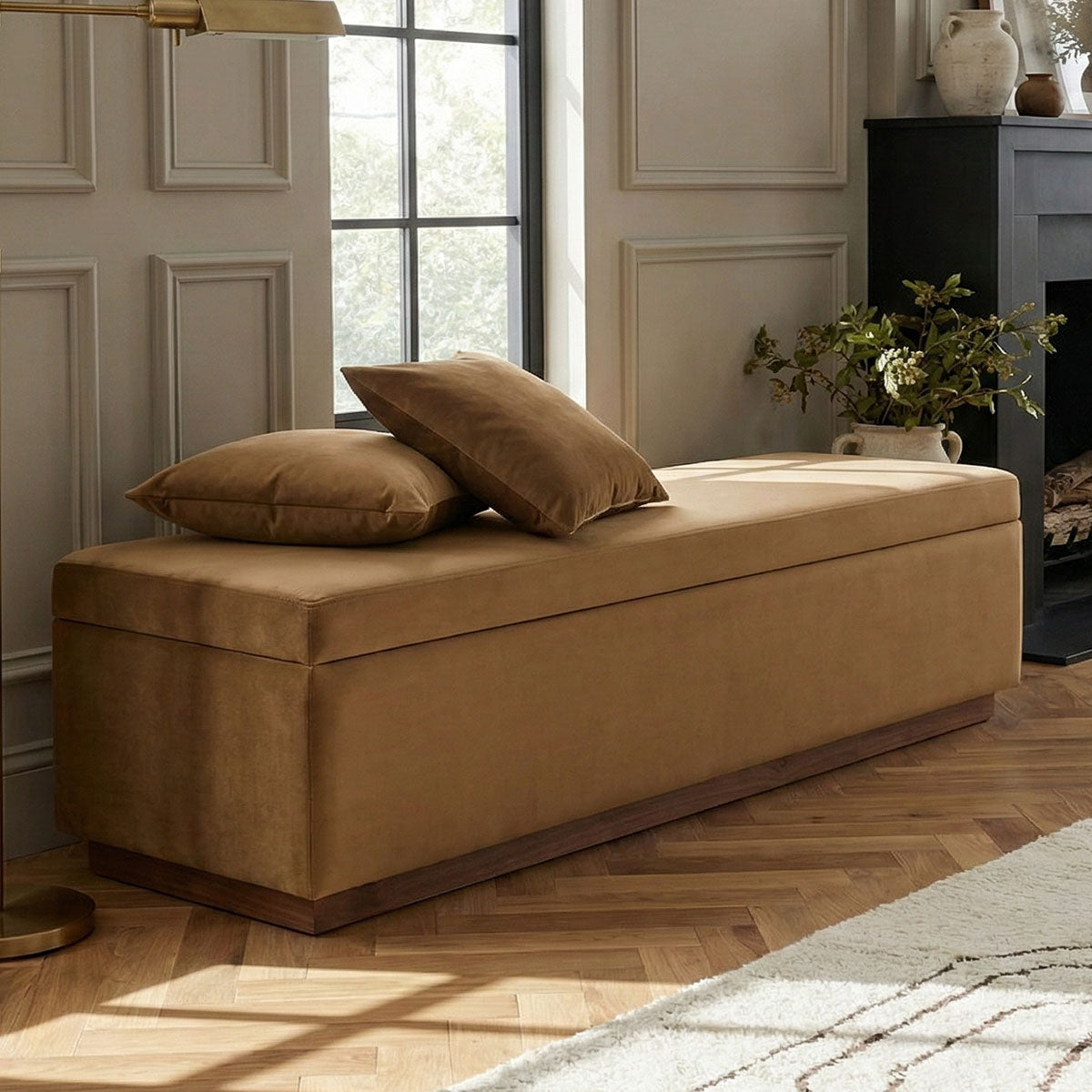 Paxton 60" Velvet Storage Bench with Hidden Lift Top