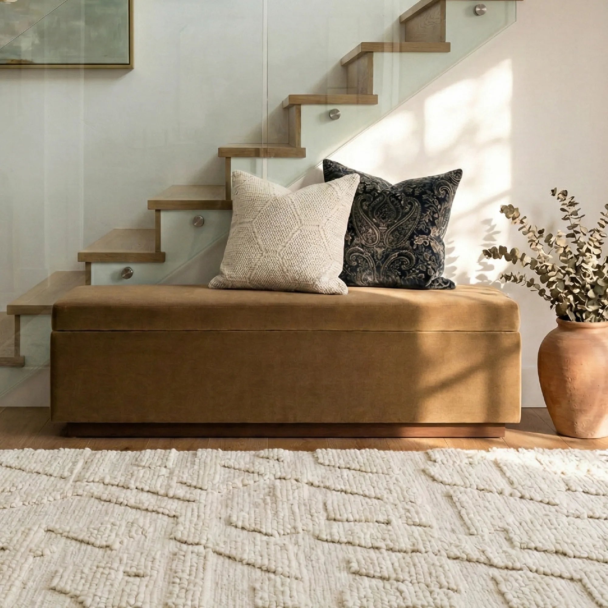 Paxton 60" Velvet Storage Bench with Hidden Lift Top