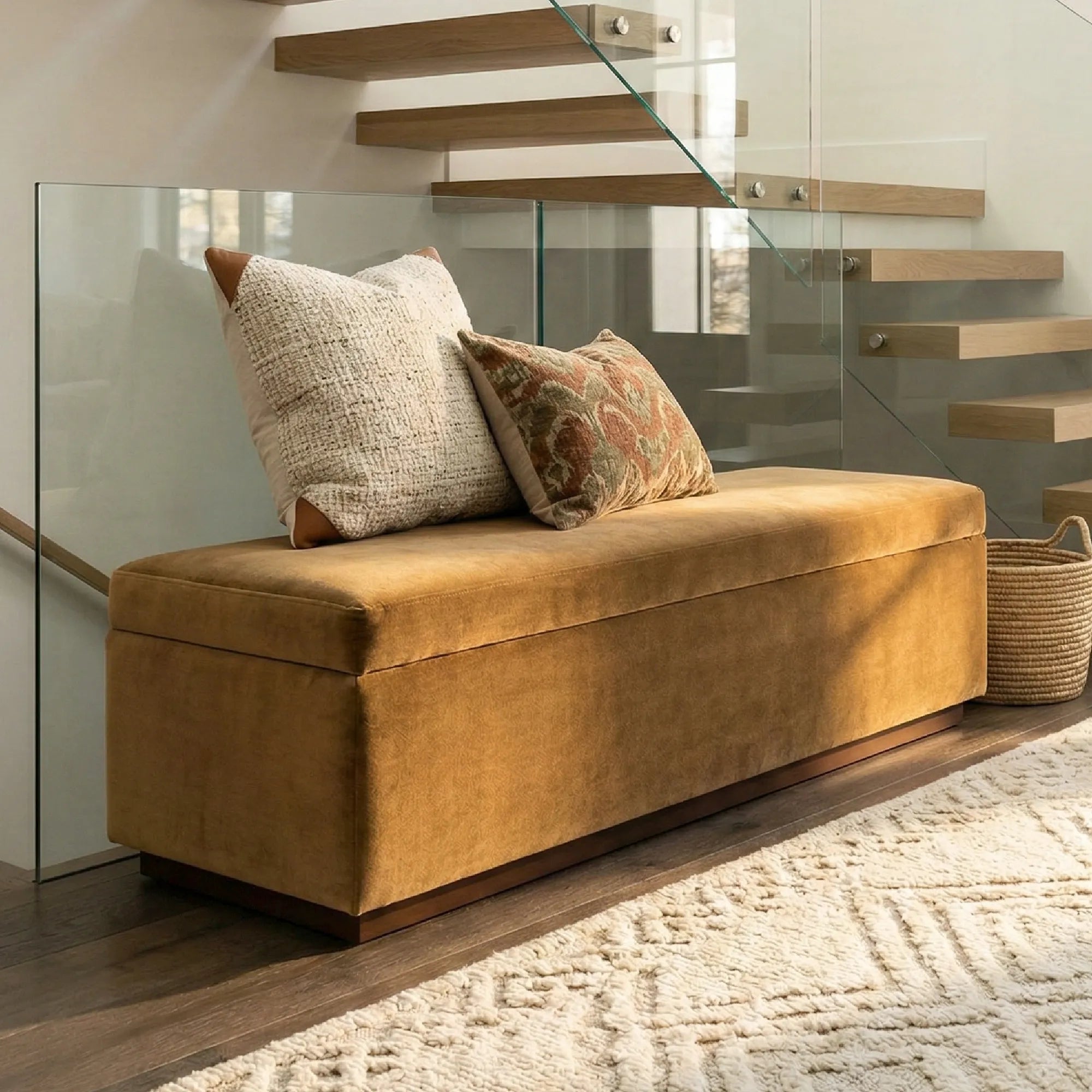 Paxton 60" Velvet Storage Bench with Hidden Lift Top