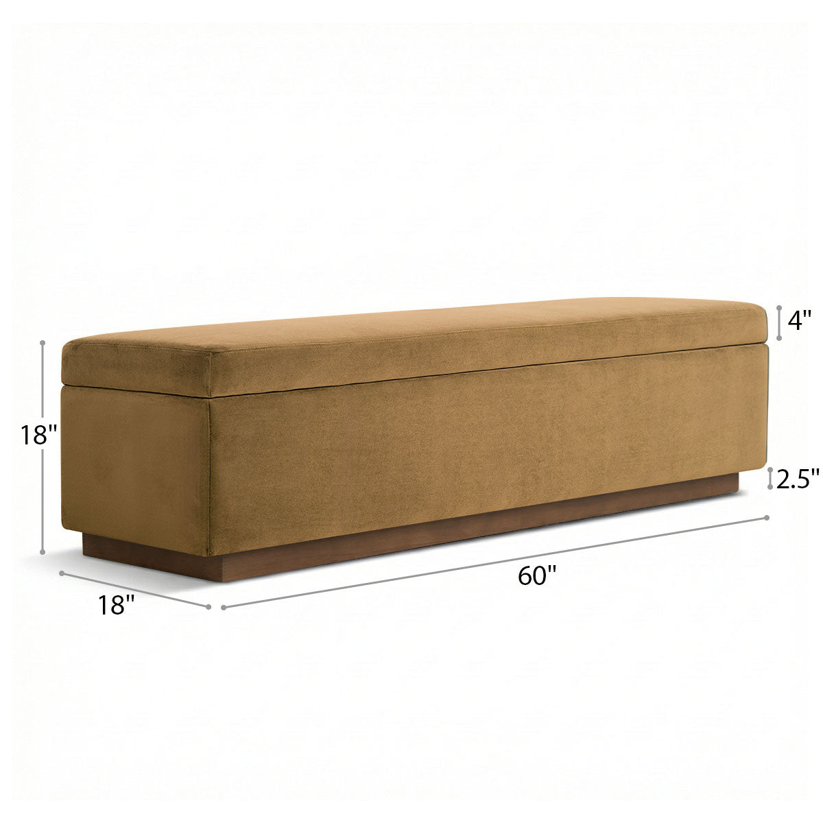 Paxton 60" Velvet Storage Bench with Hidden Lift Top