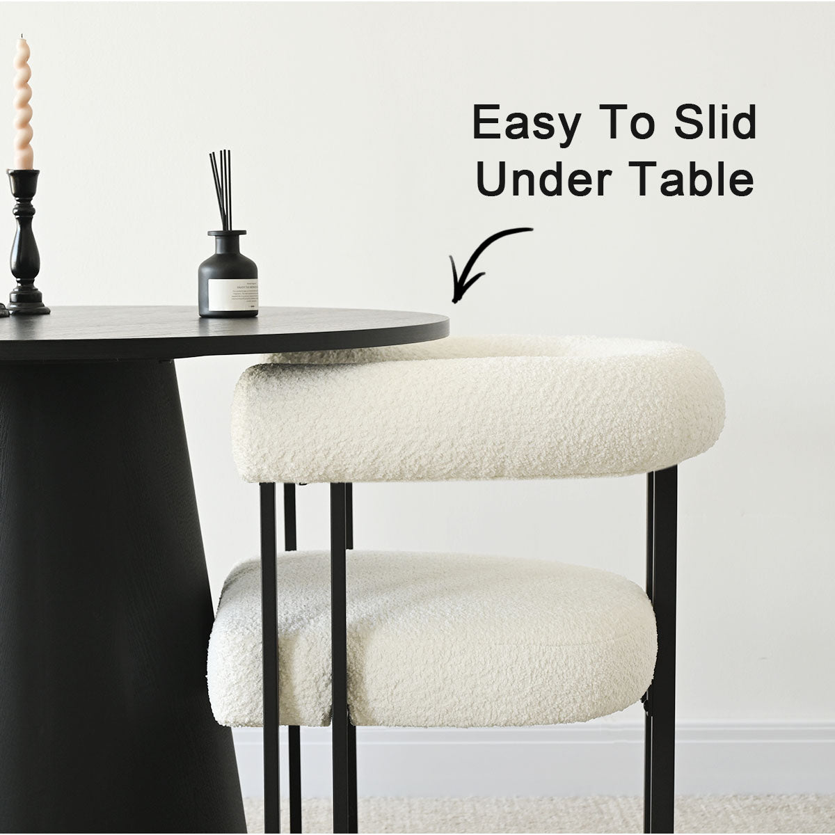 Rola Beige Upholstered Boucle Dining Chair with Arms (Set of 2)