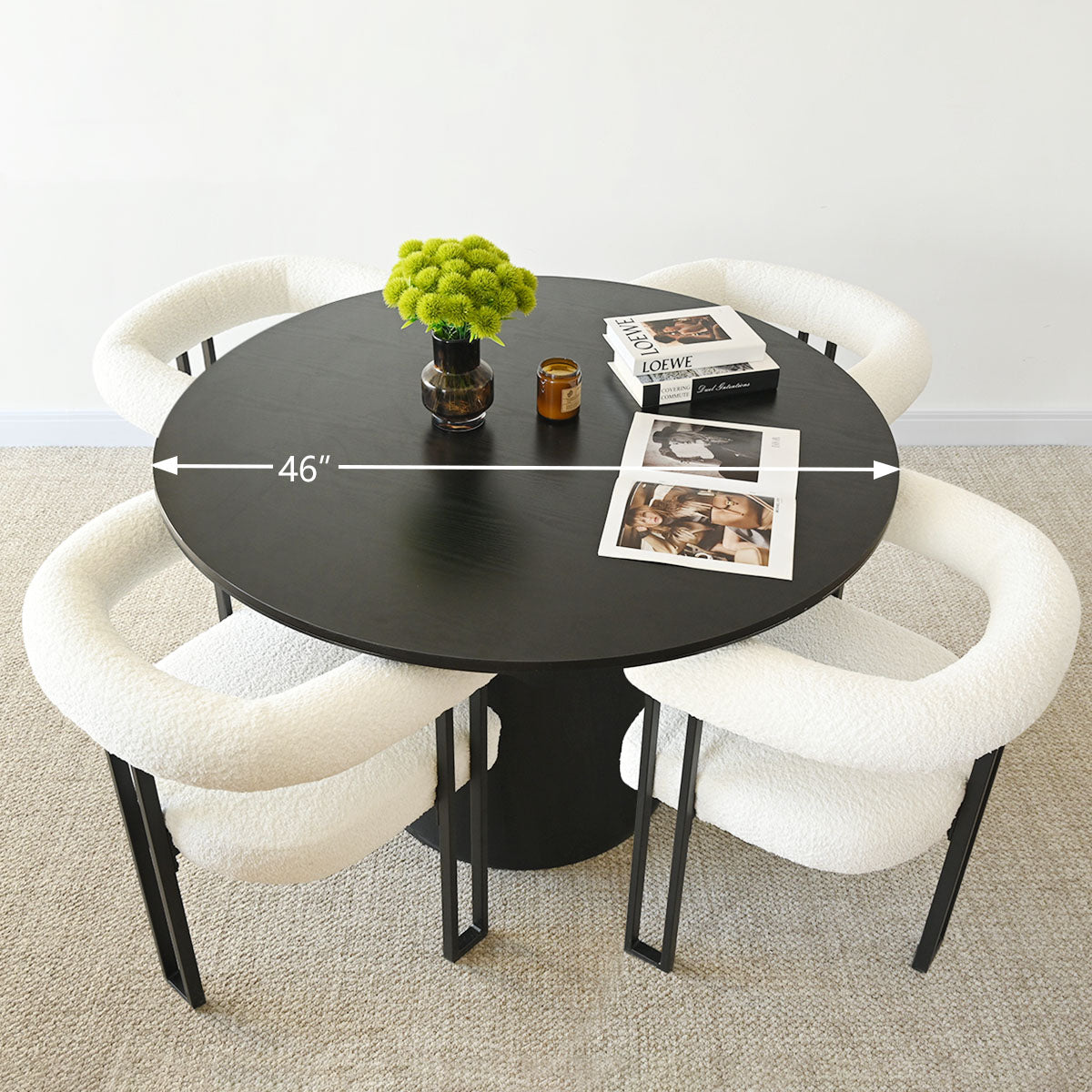 Rola Beige Upholstered Boucle Dining Chair with Arms (Set of 2)