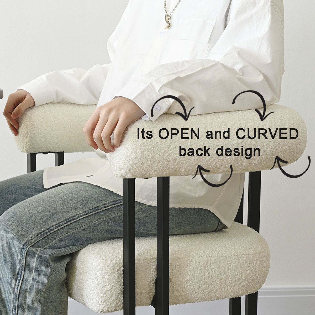 Rola Beige Upholstered Boucle Dining Chair with Arms (Set of 2)