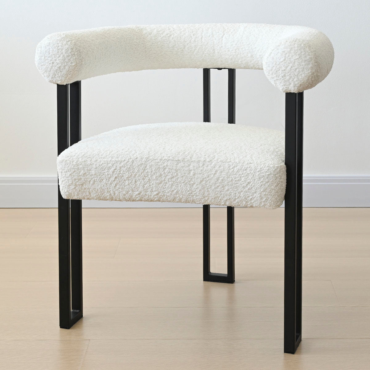 Rola Beige Upholstered Boucle Dining Chair with Arms (Set of 2)