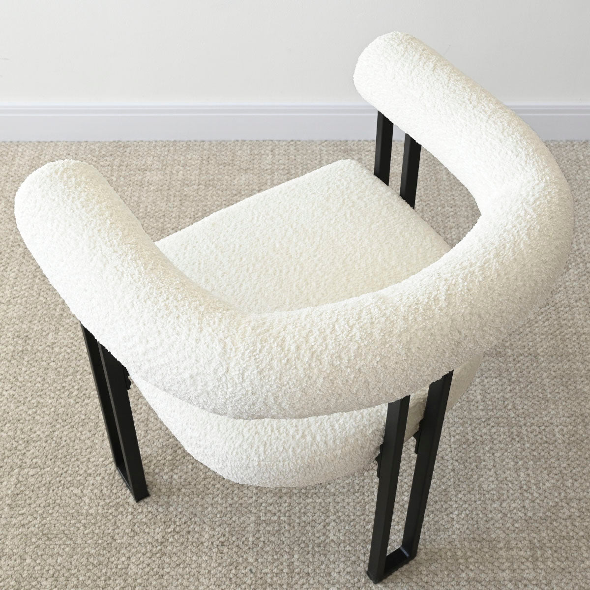 Rola Beige Upholstered Boucle Dining Chair with Arms (Set of 2)