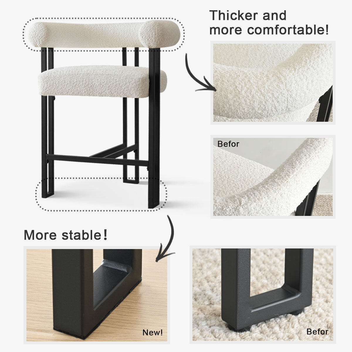 Rola Beige Upholstered Counter Stool with Arms (Set of 2)