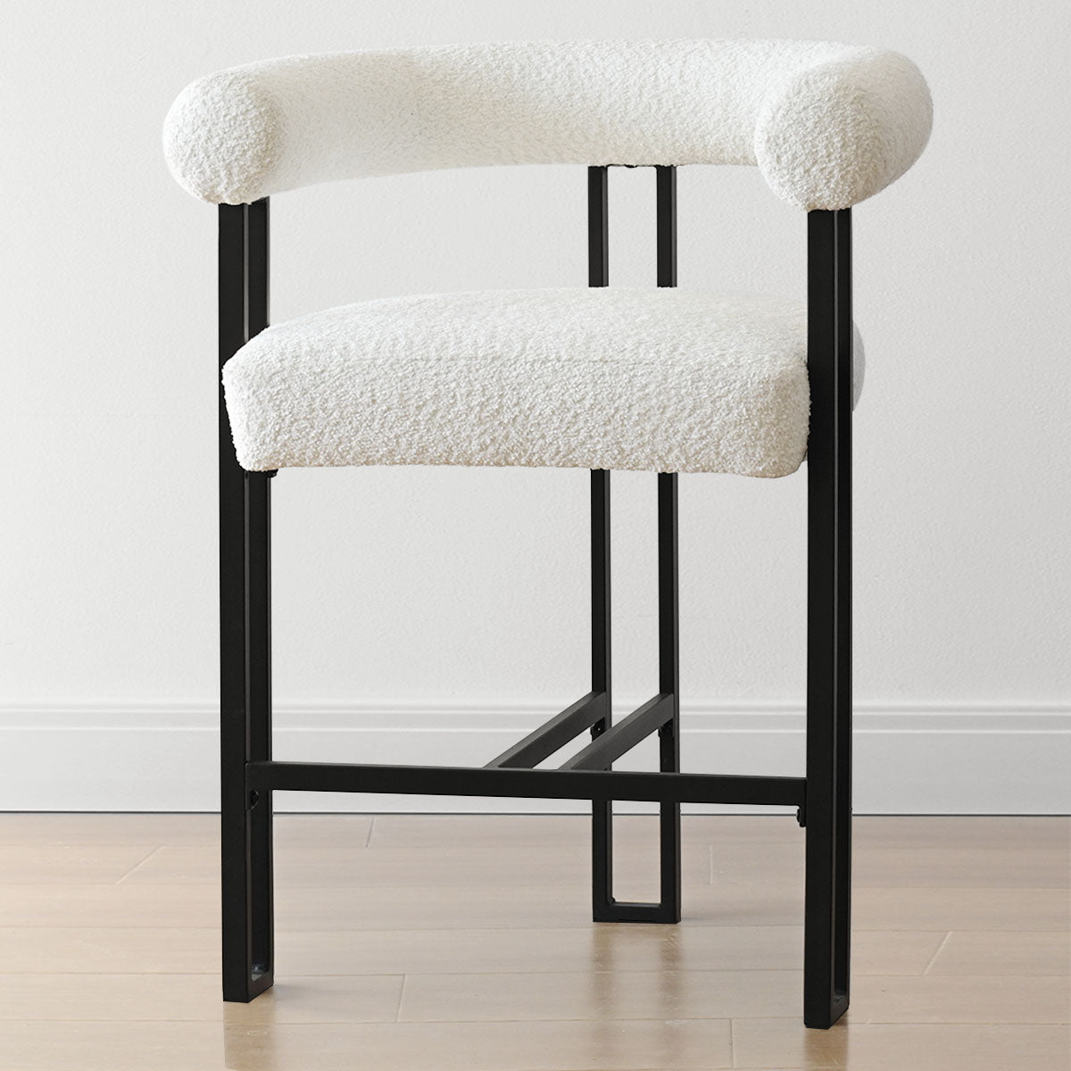 Rola Beige Upholstered Counter Stool with Arms (Set of 2)