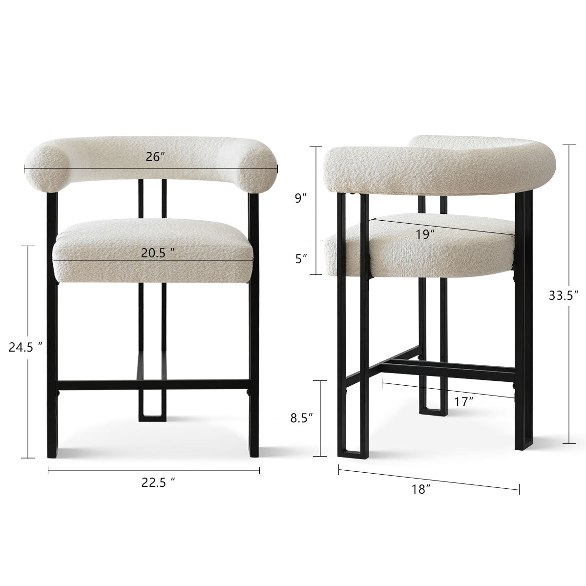 Rola Beige Upholstered Counter Stool with Arms (Set of 2)
