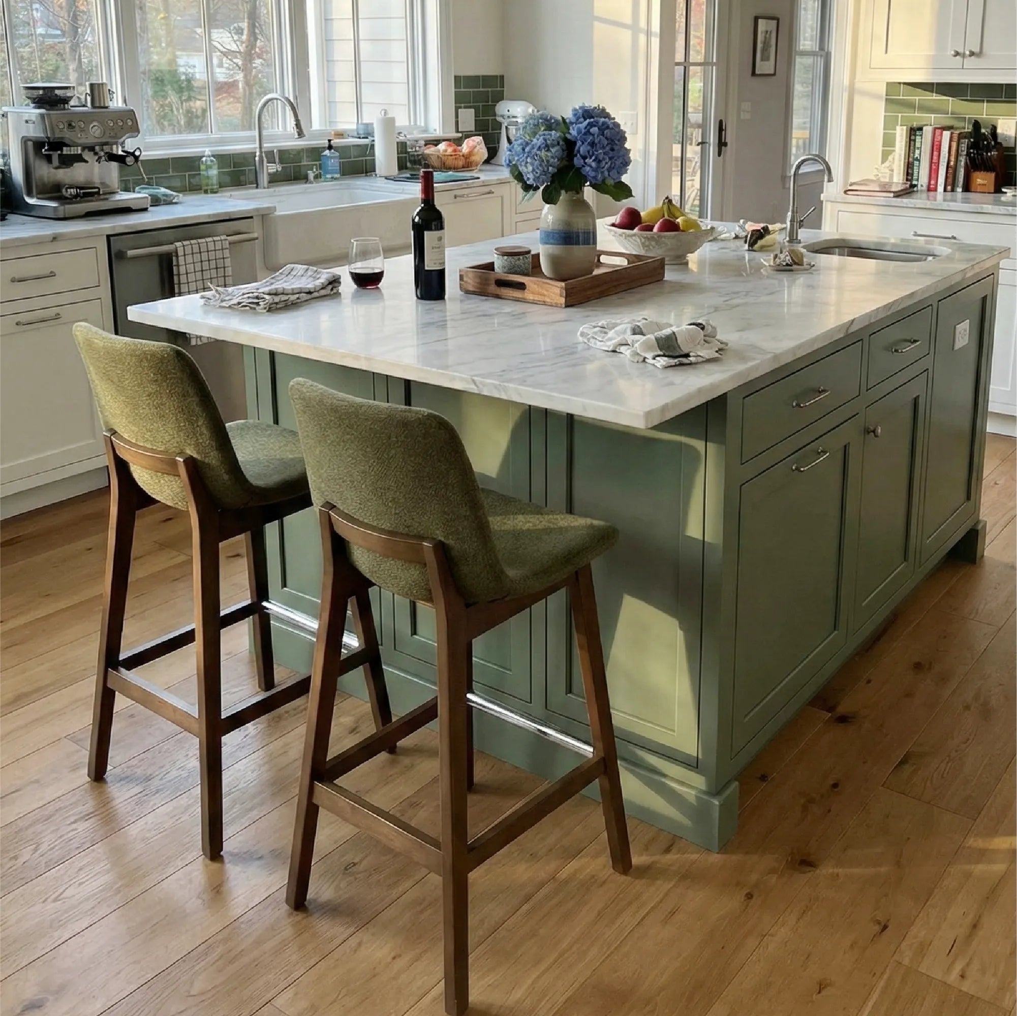 South 28.5" Modern Upholstered Bar Stool (Set of 2)