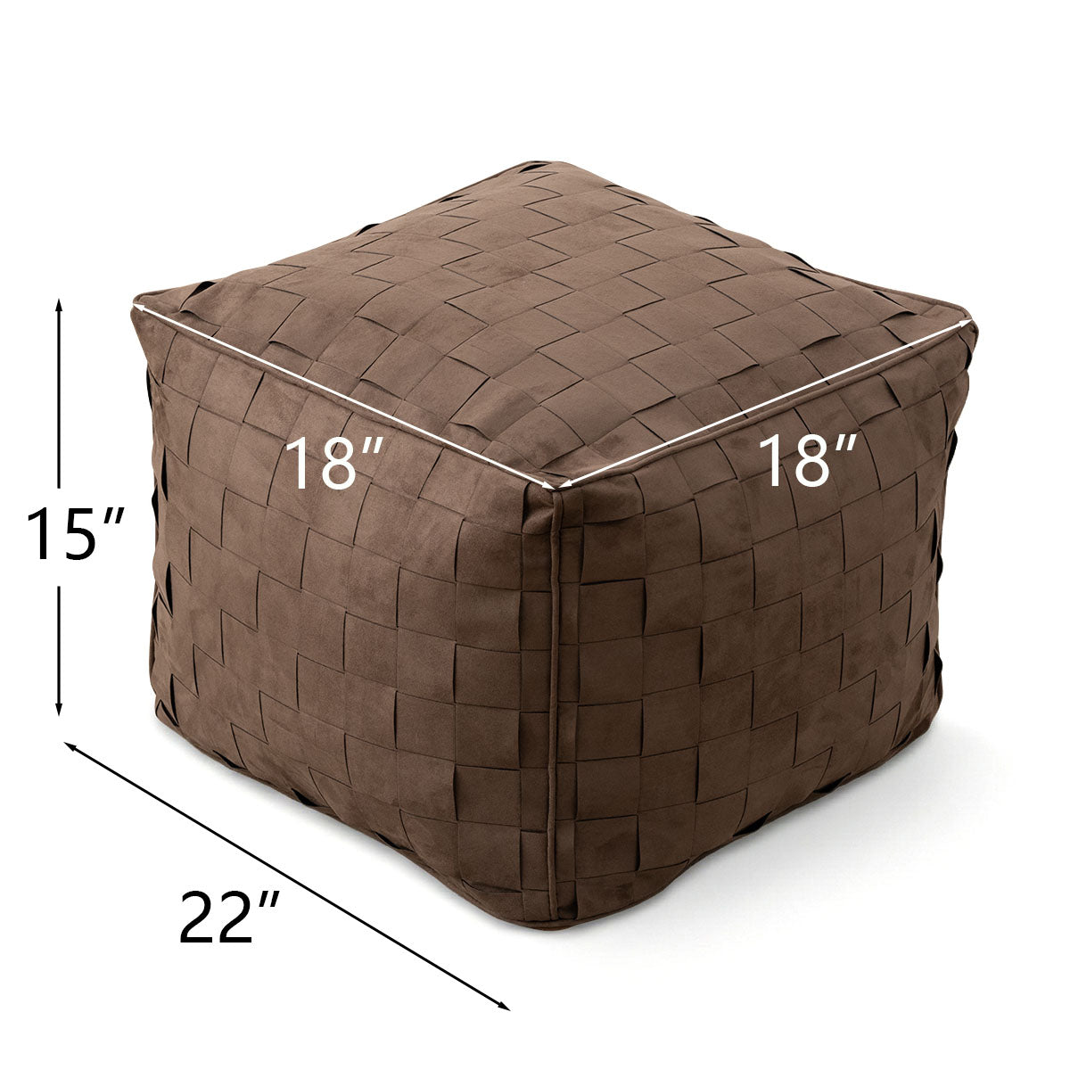 Willa 22" Wide Modern Woven Square Ottoman Pouf