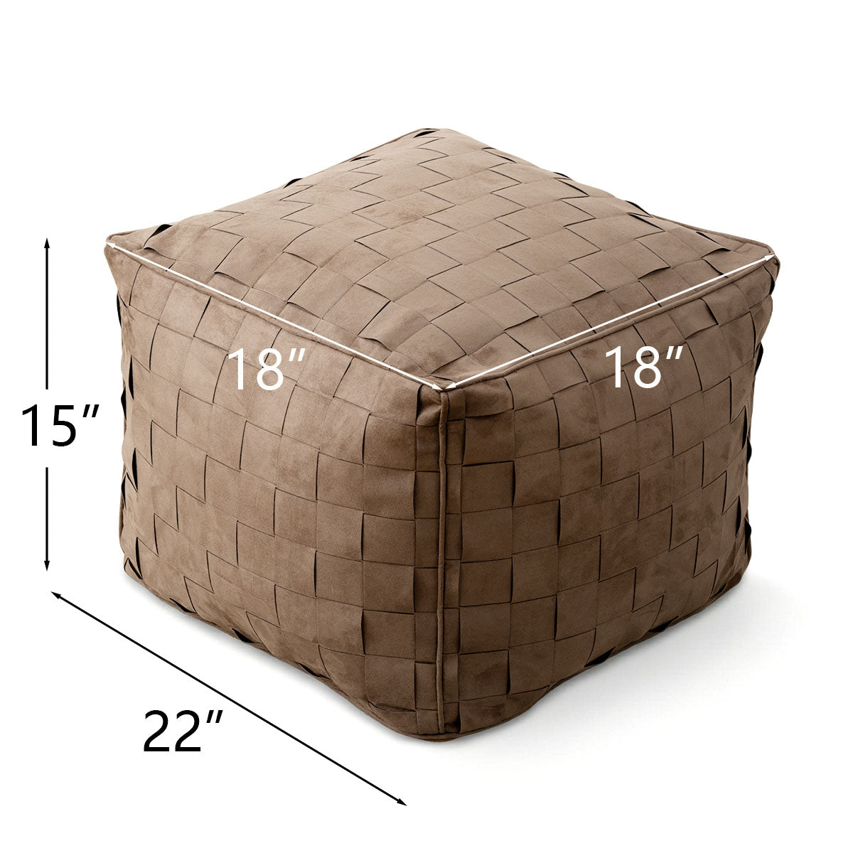 Willa 22" Wide Modern Woven Square Ottoman Pouf