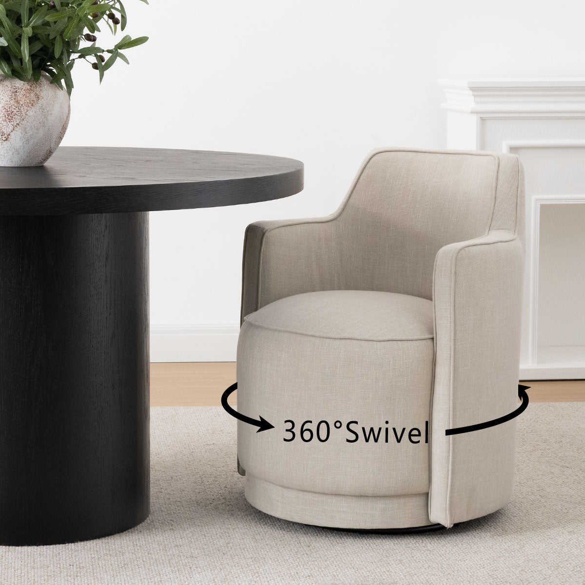 Yisa Modern Swivel Small Barrel Chair (1-Piece)