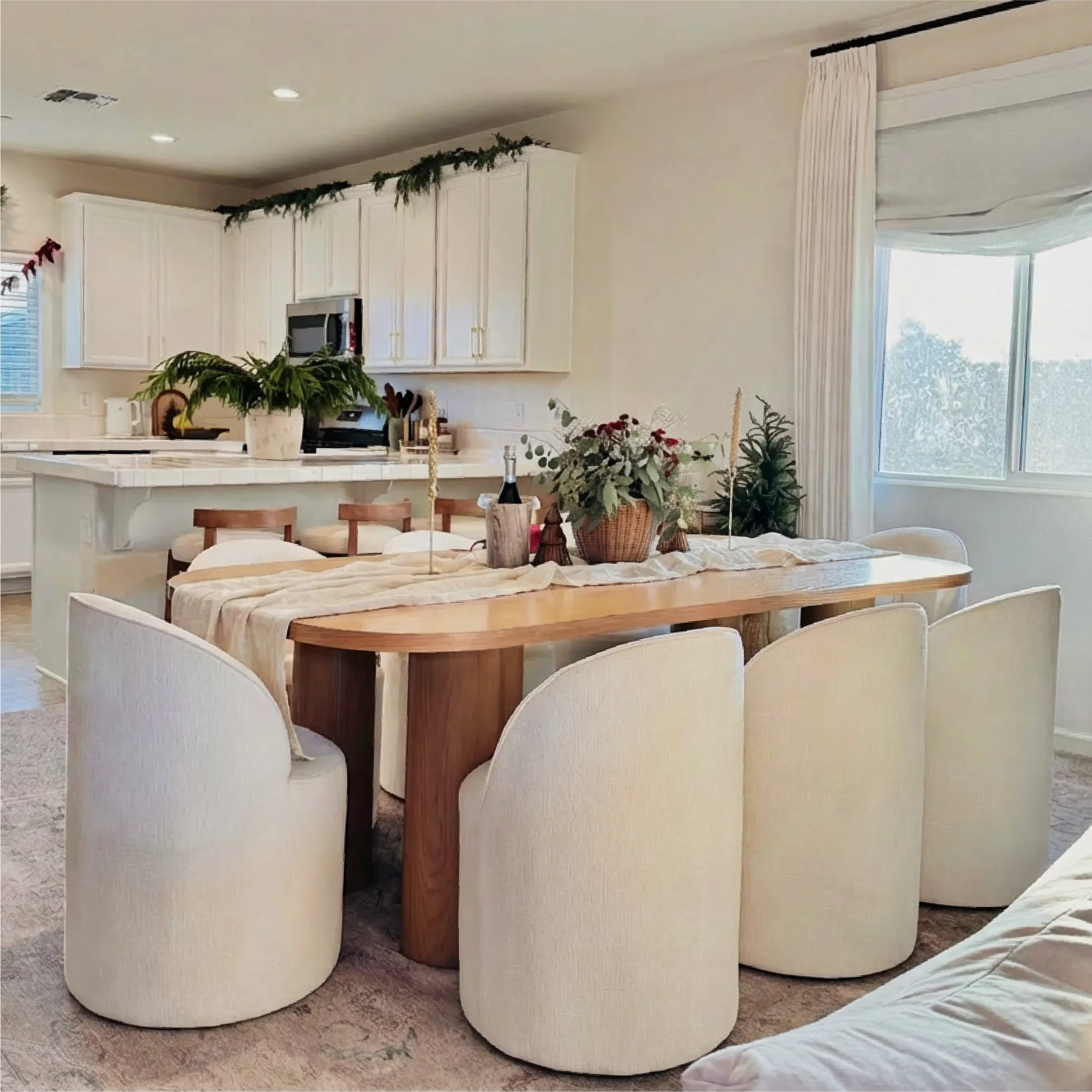 Baguette & Doris 86.5" Natural Rectangle Dining Table Set for 8 (9-Piece)