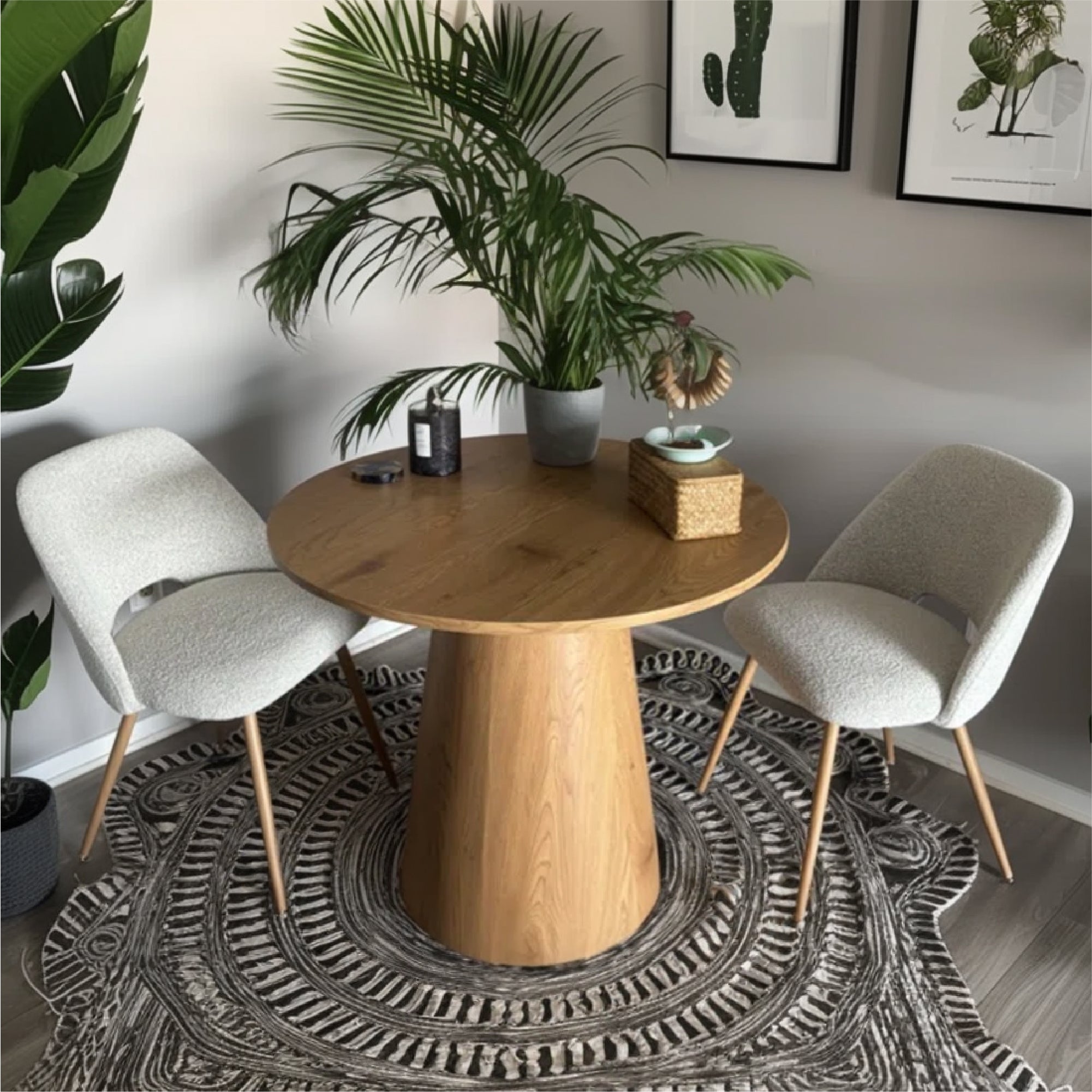 Dwen & Edwin 35" Modern Round Dining Table Set for 2 (3-Piece)
