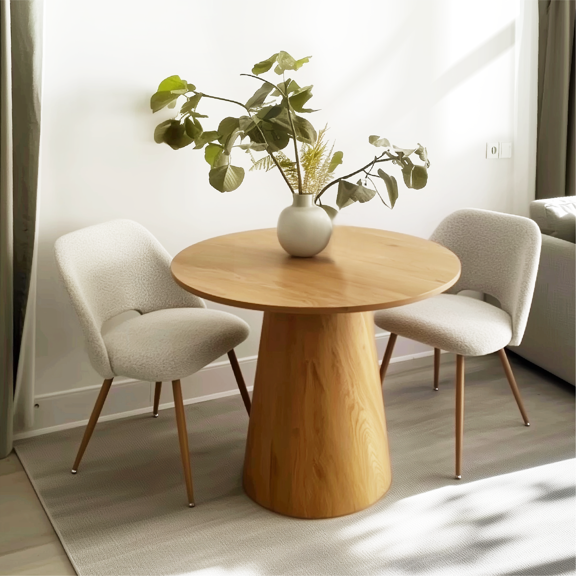 Dwen & Edwin 35" Modern Round Dining Table Set for 2 (3-Piece)