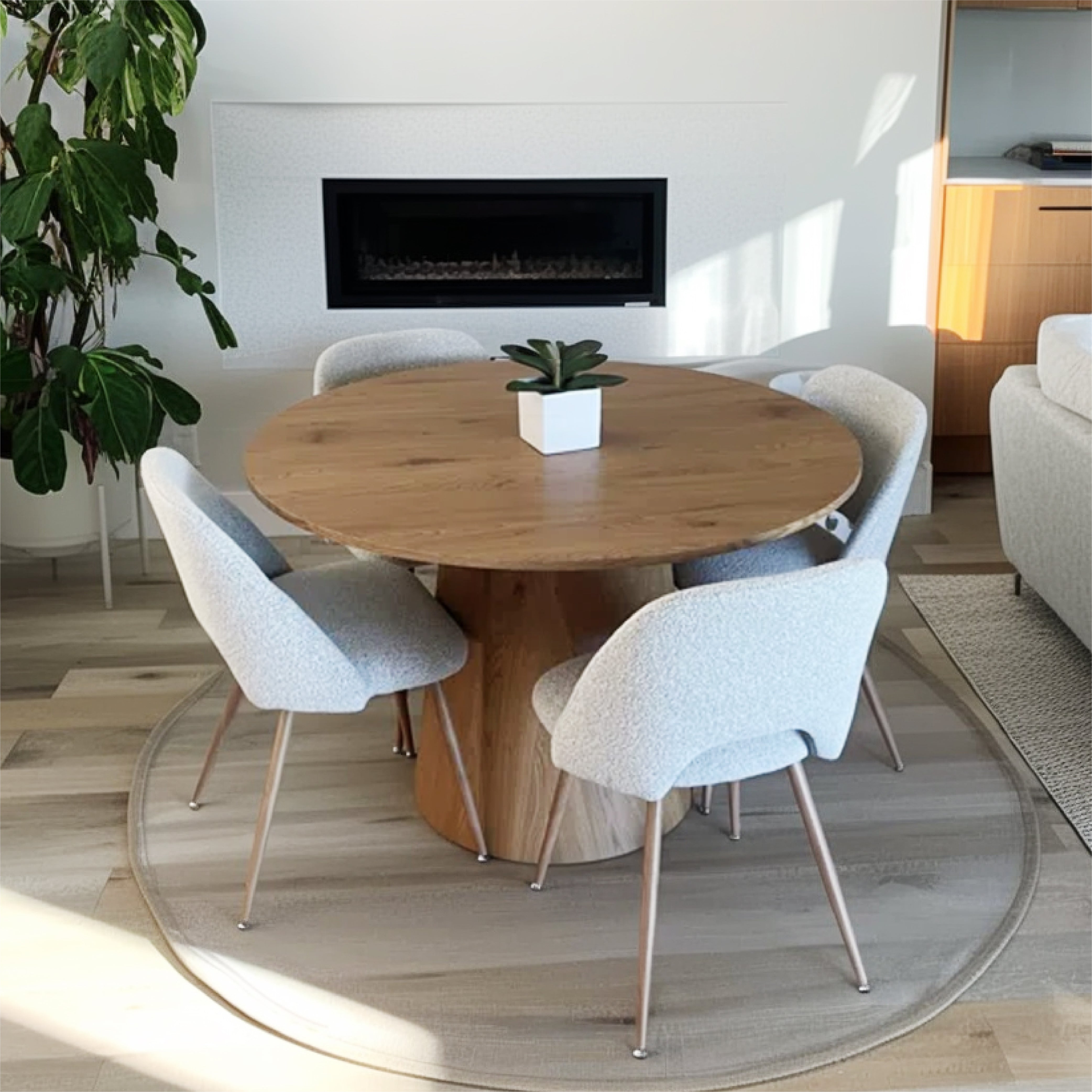 Dwen & Edwin 46" Modern Round Dining Table Set for 4 (5-Piece)
