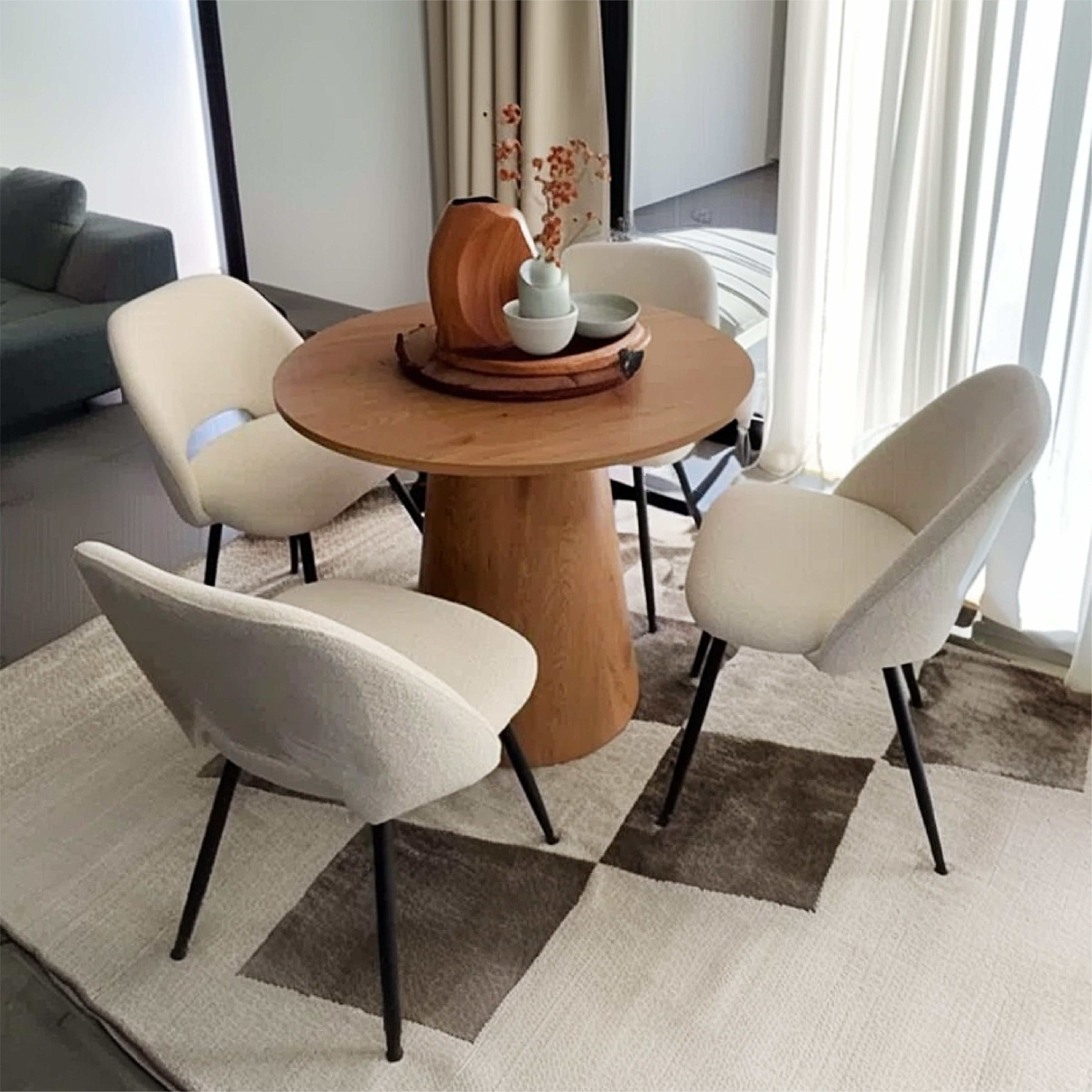 Edwin Modern Upholstered Boucle Dining Chair (Set of 4)