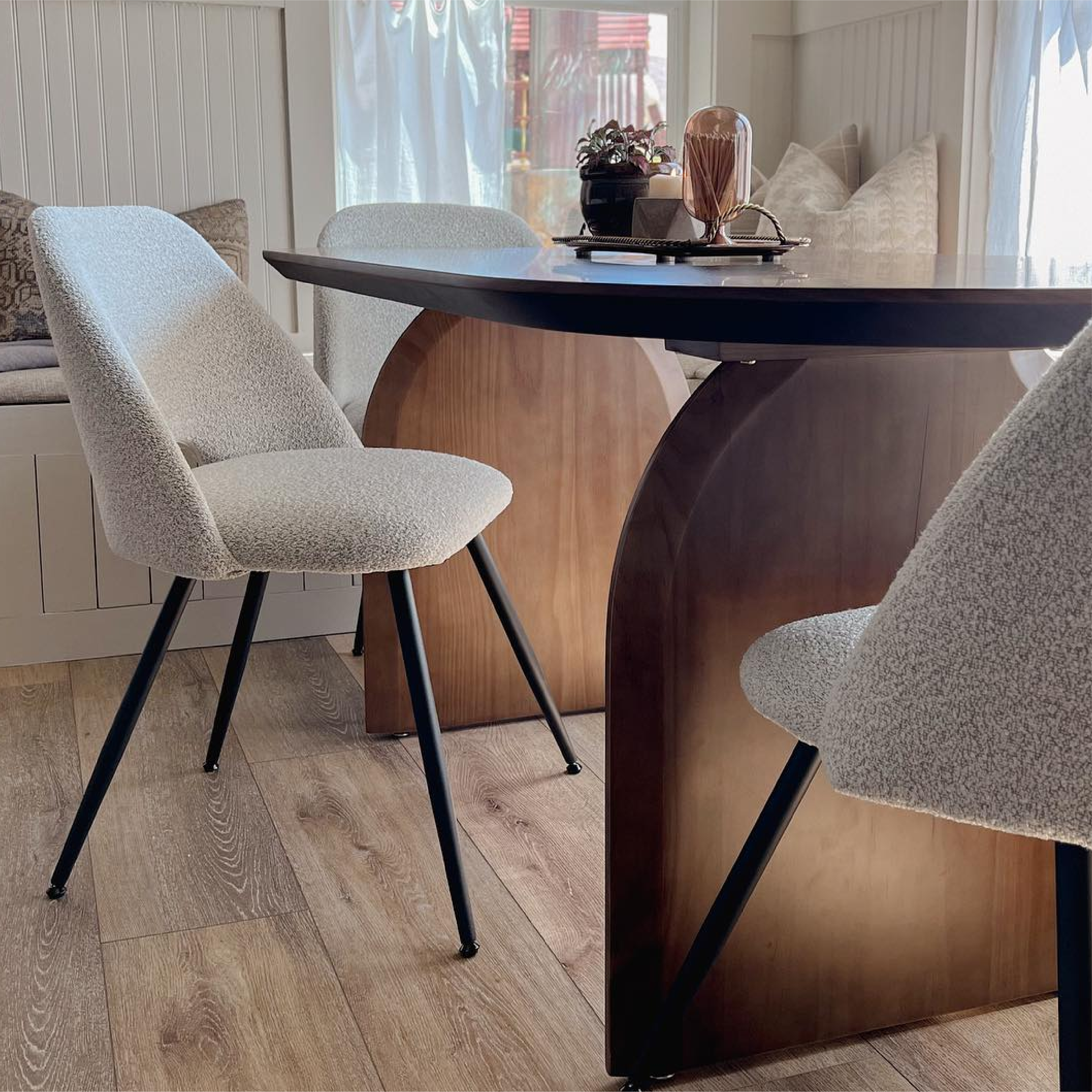 Edwin Modern Upholstered Boucle Dining Chair (Set of 4)