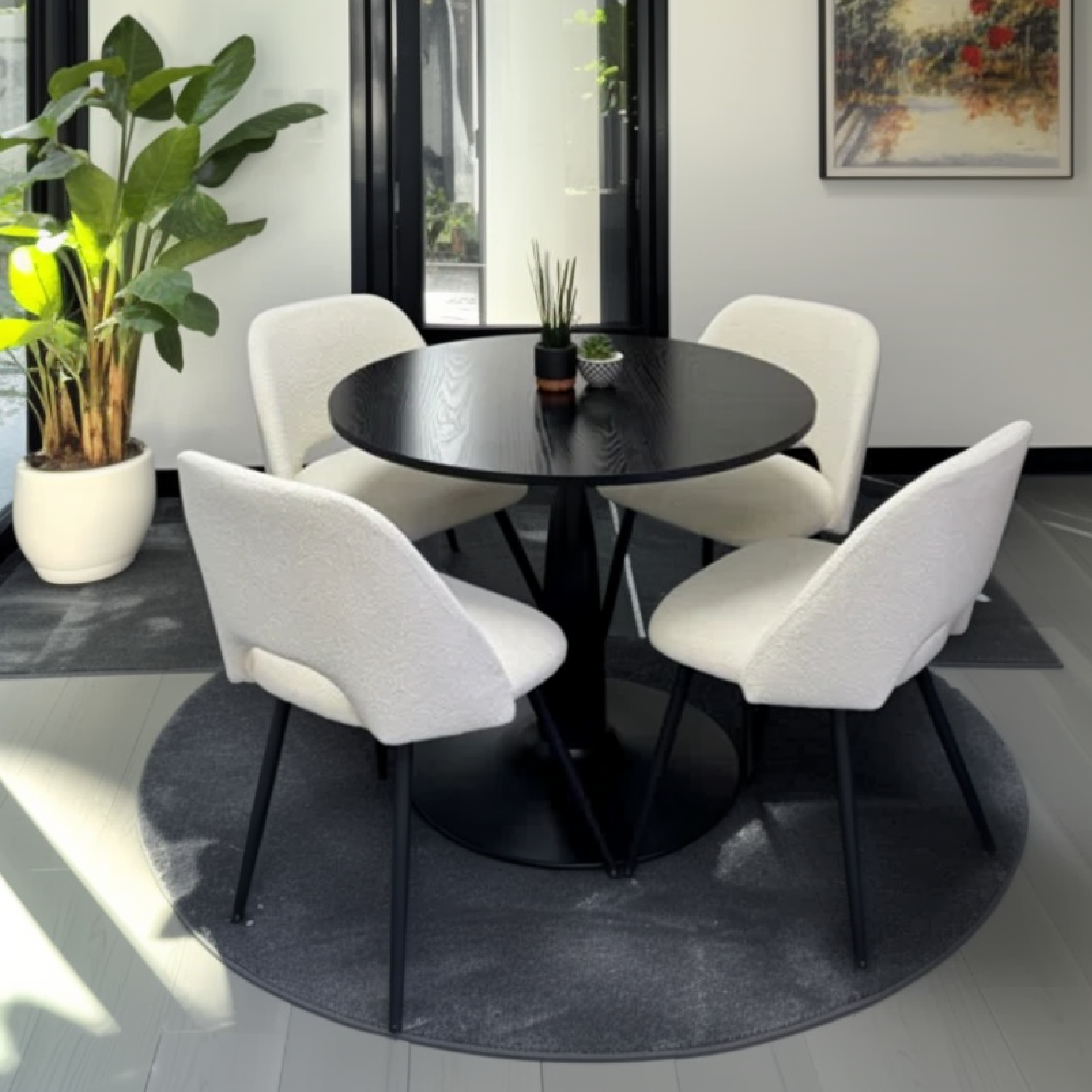 Edwin Modern Upholstered Boucle Dining Chair (Set of 4)