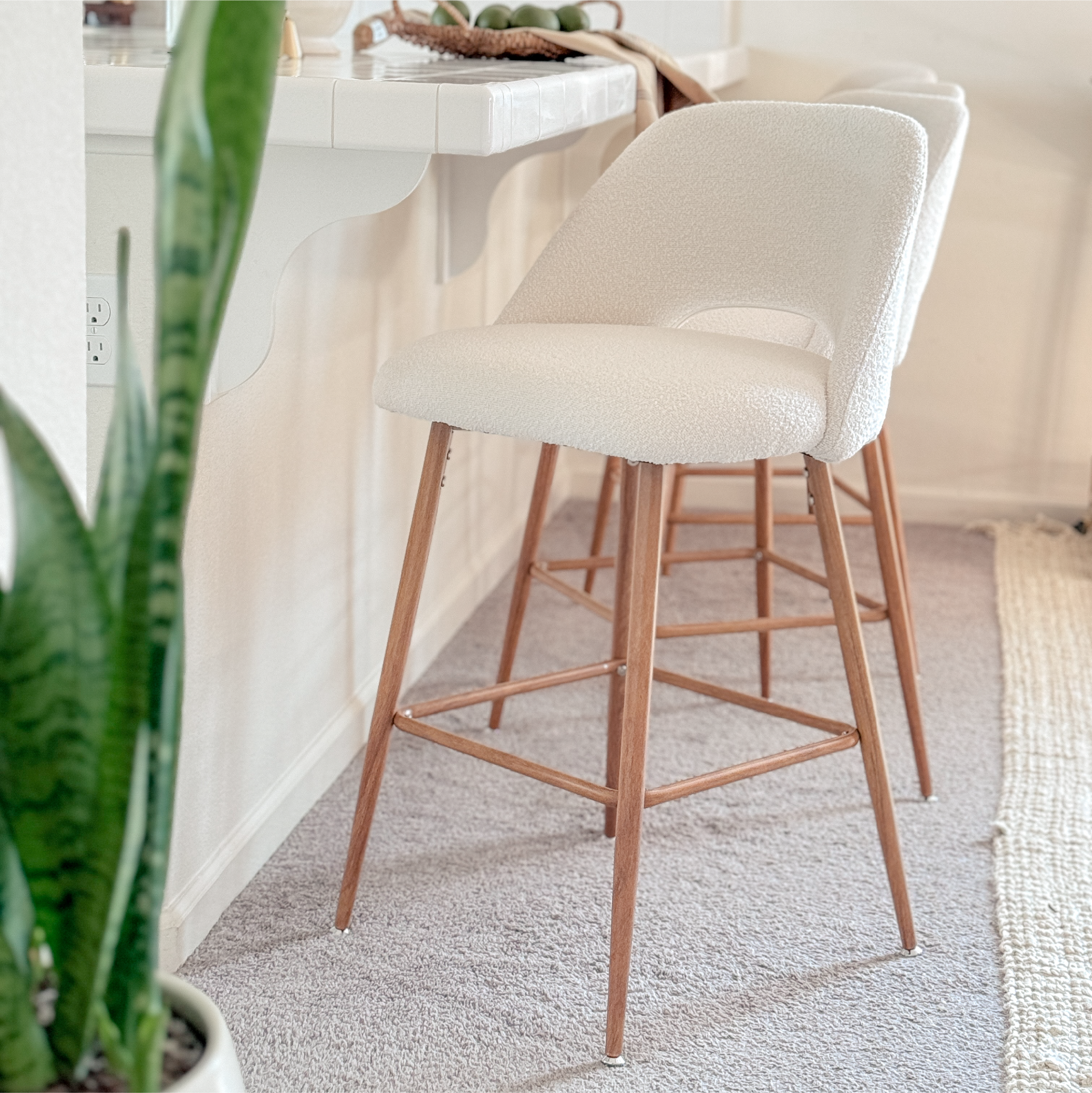 Edwin Boucle Upholstered Counter Stool (Set of 4)