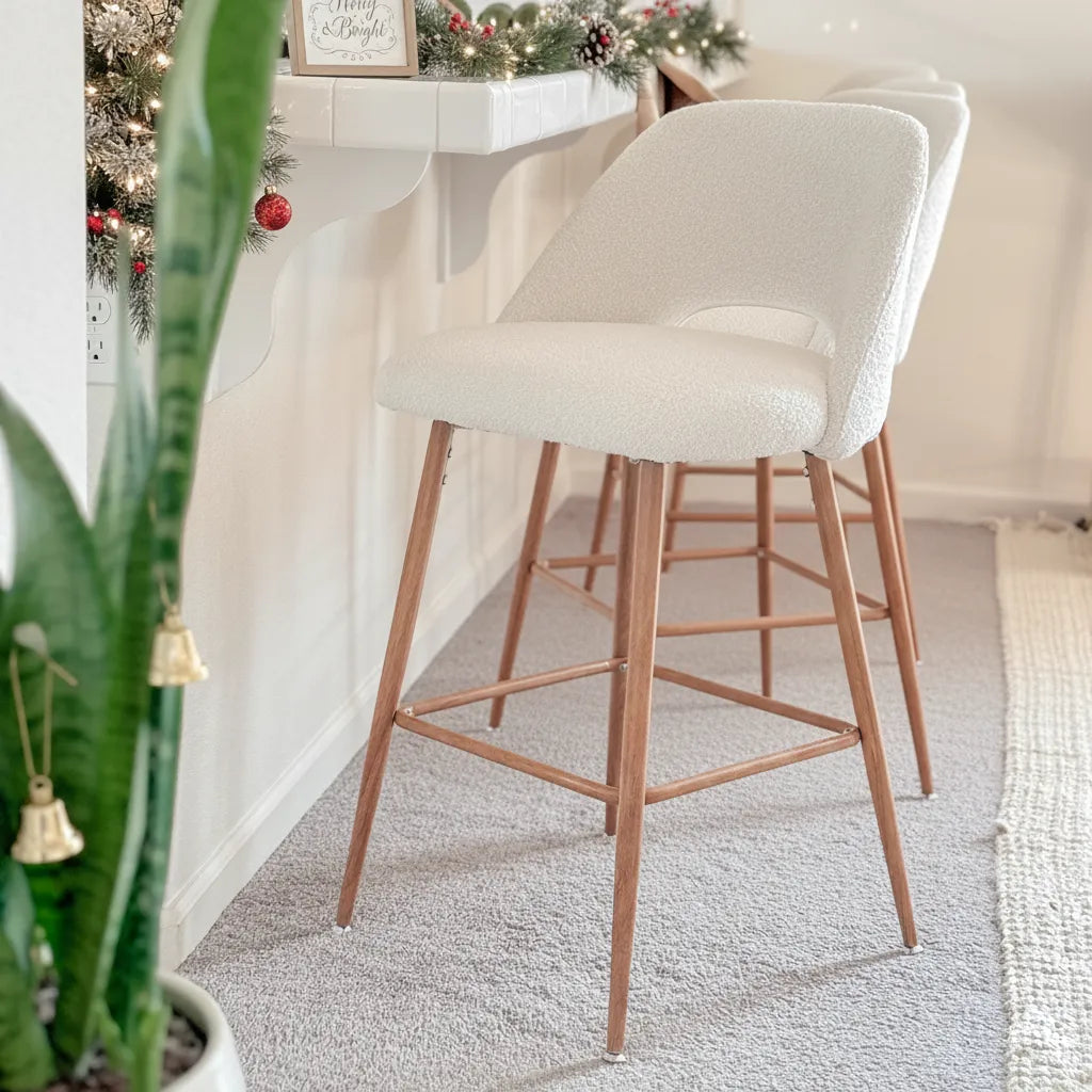 Edwin Boucle Upholstered Counter Stool (Set of 2)