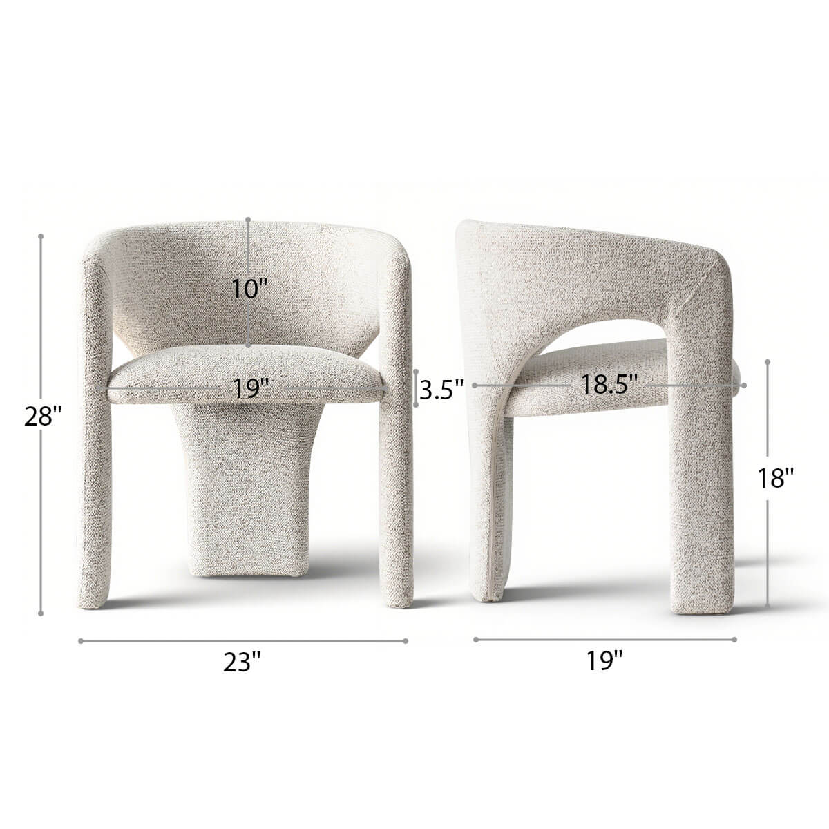 Khloe Modern Chenille Dining Chair with Arms (Set of 2)