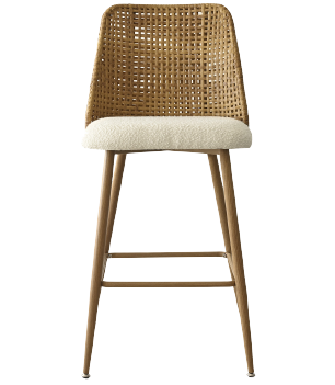 Nice 27" Modern Rattan Upholstered Counter Stool (Set of 4)