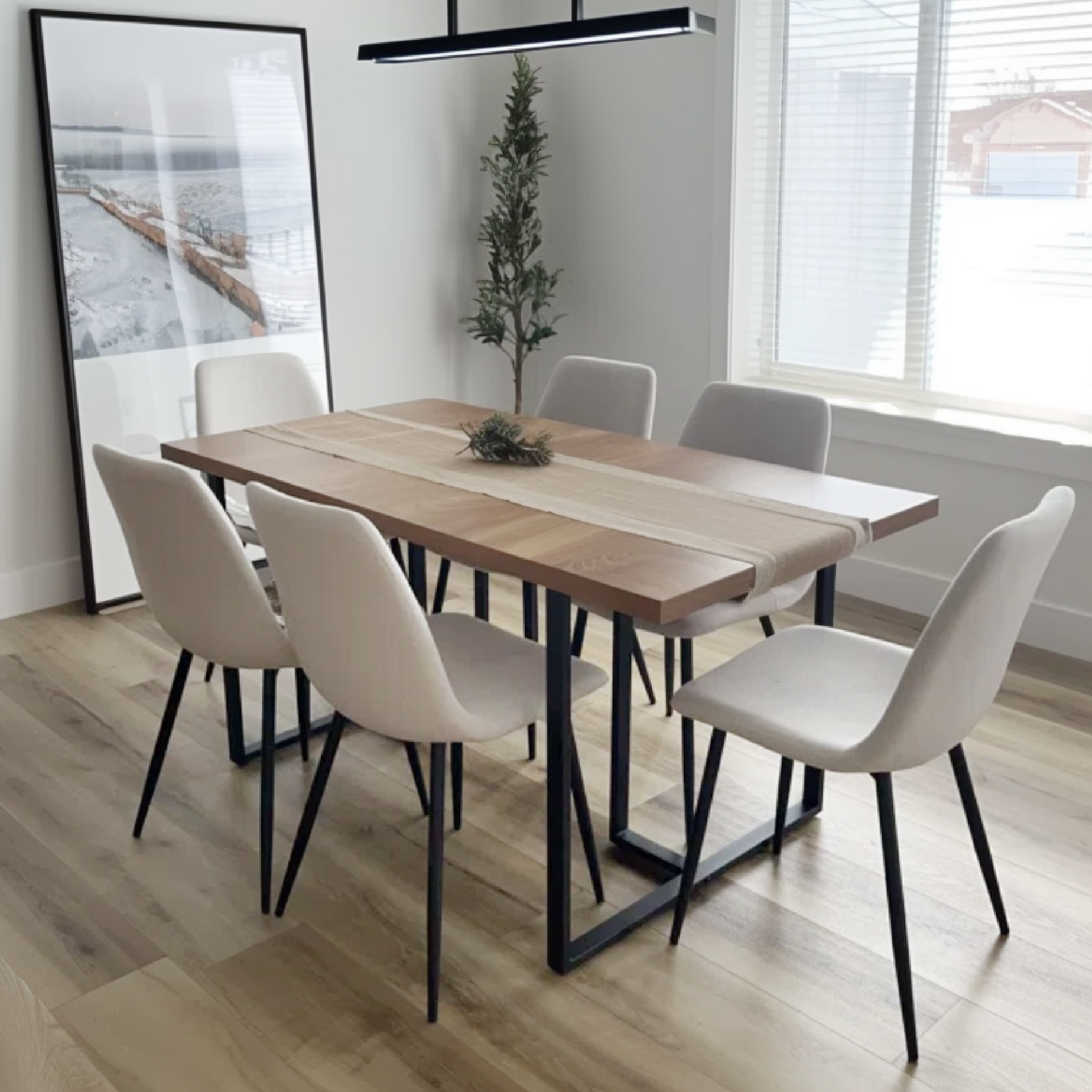 Oslo Modern Chenille Dining Chair with Metal Legs (Set of 6)