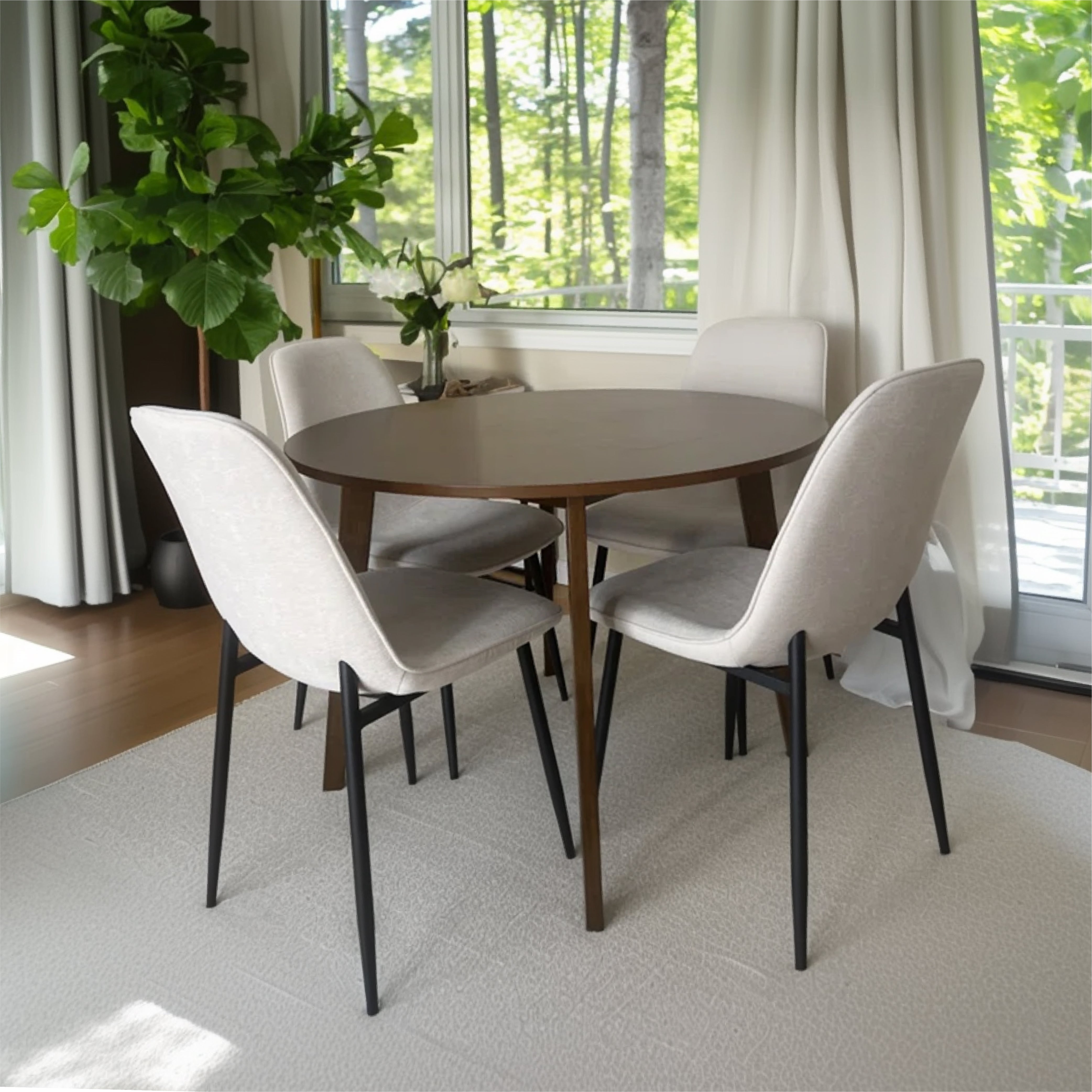 Oslo Modern Chenille Dining Chair with Metal Legs (Set of 4)