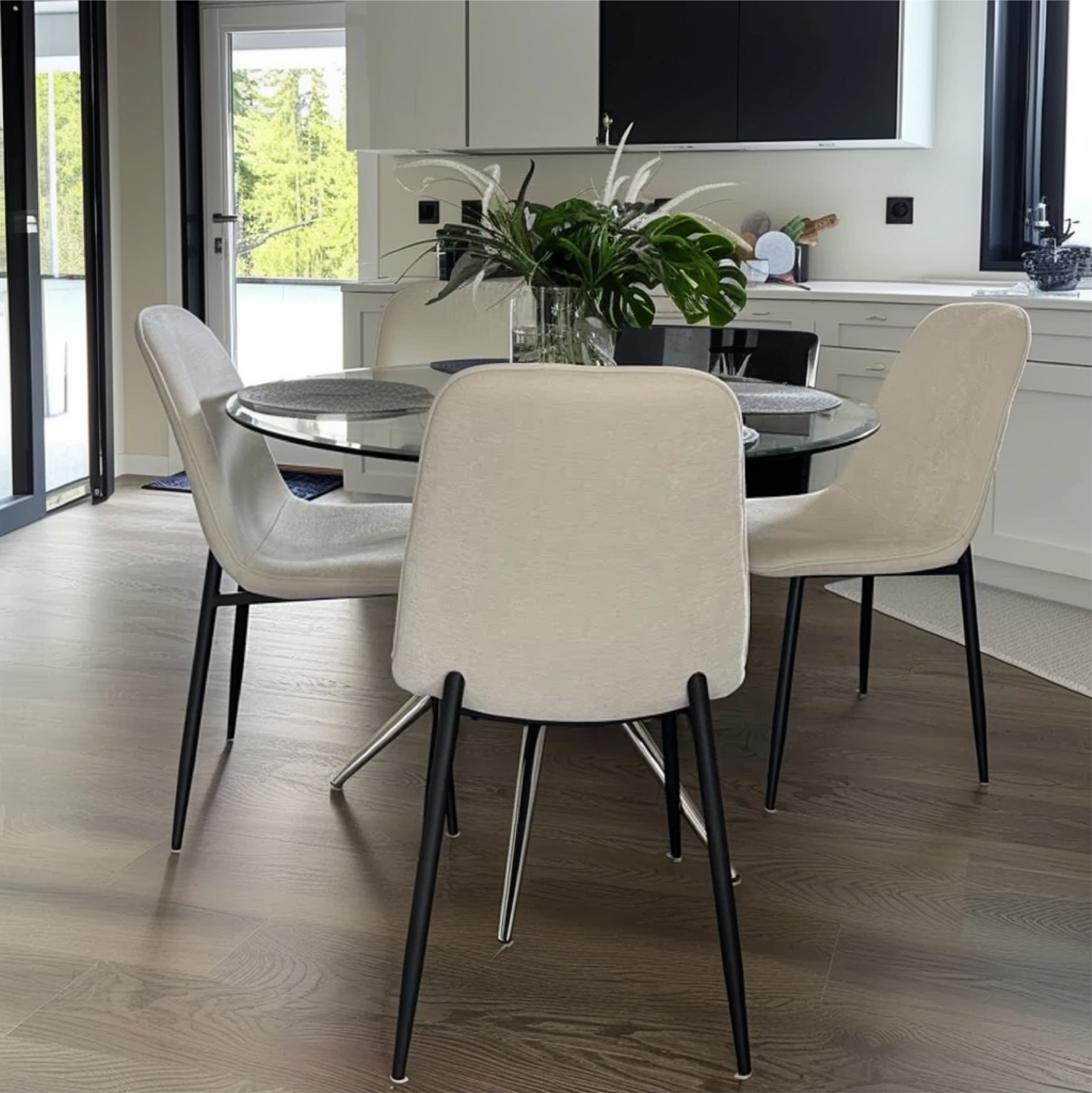 Oslo Modern Chenille Dining Chair with Metal Legs (Set of 4)