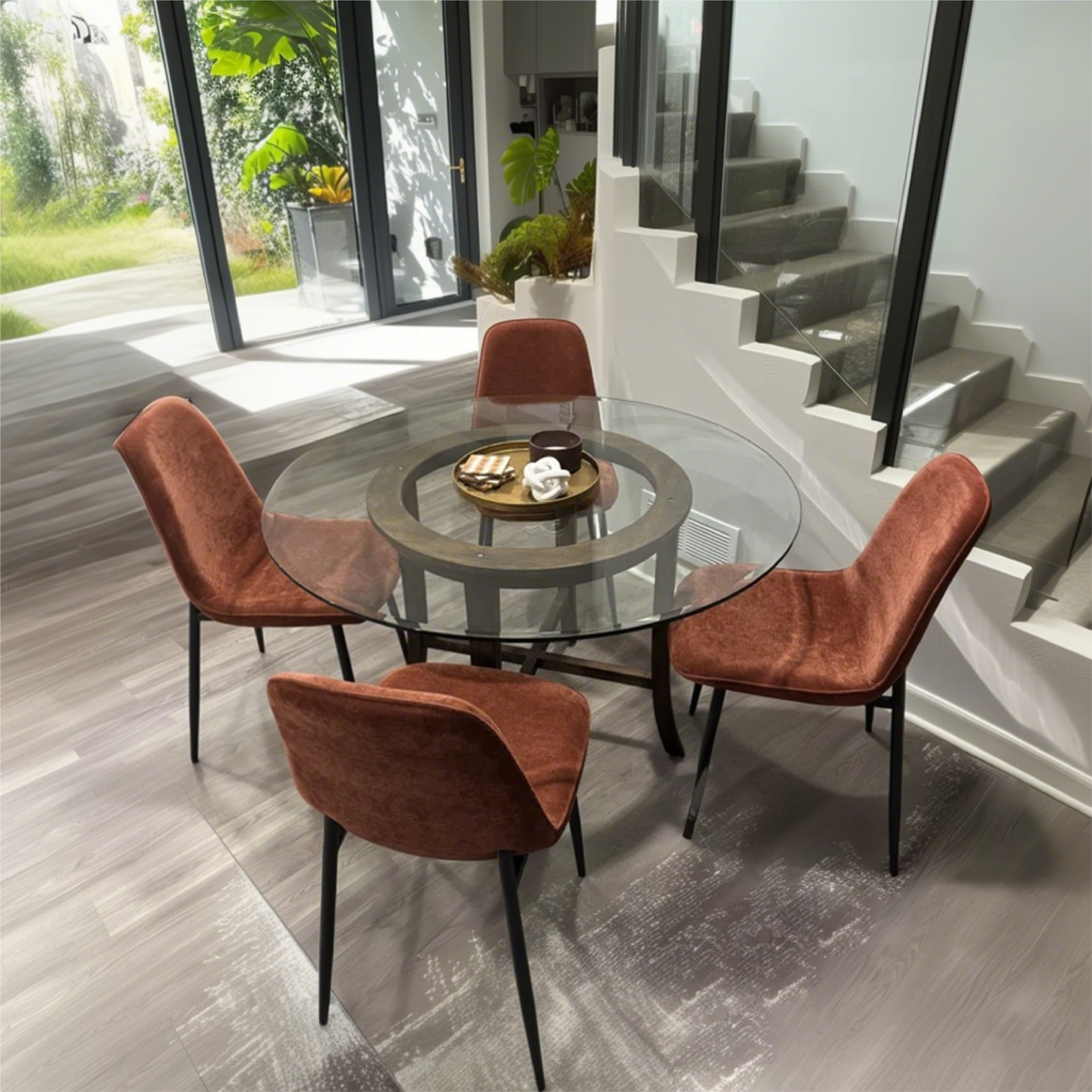 Oslo Modern Chenille Dining Chair with Metal Legs (Set of 4)