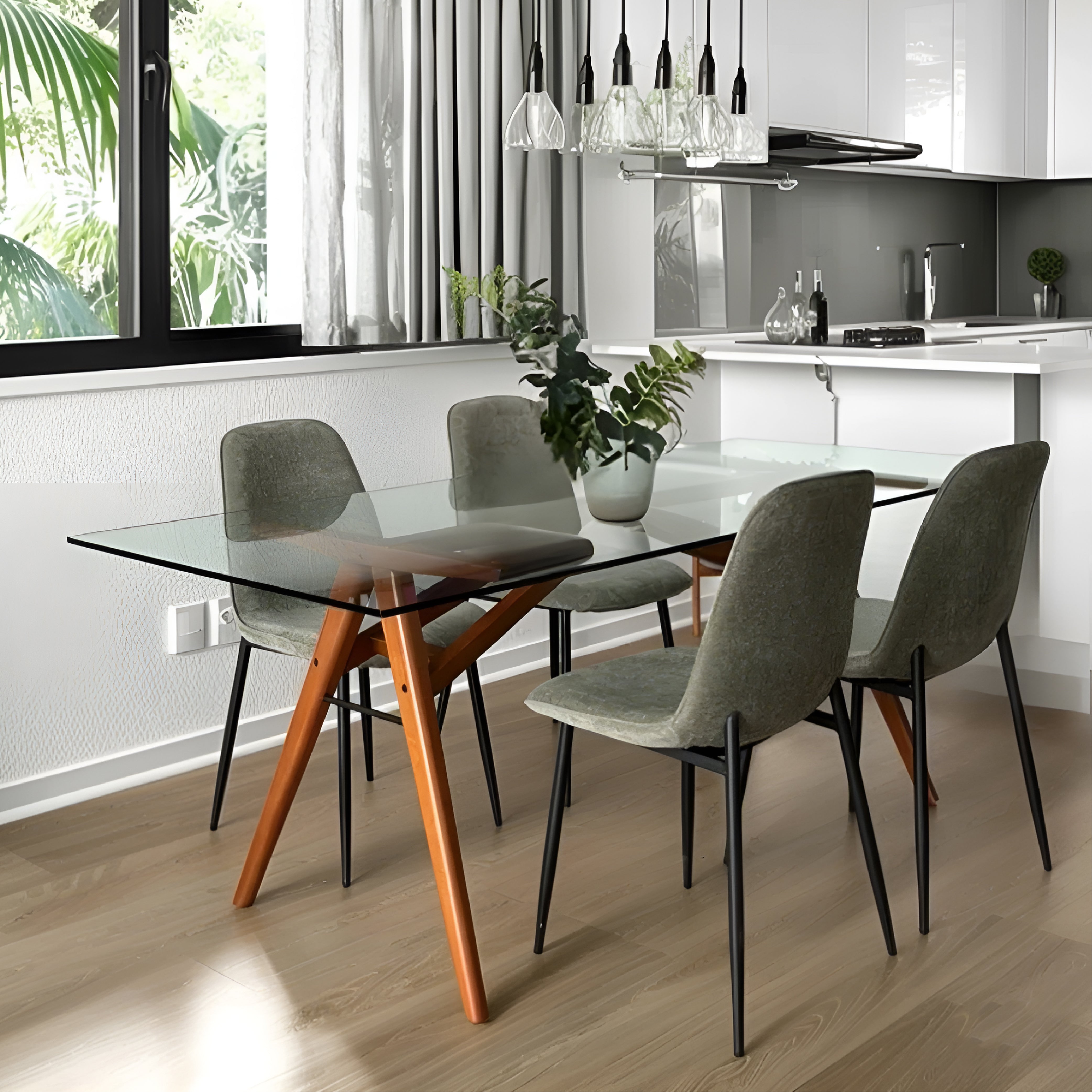 Oslo Modern Chenille Dining Chair with Metal Legs (Set of 4)