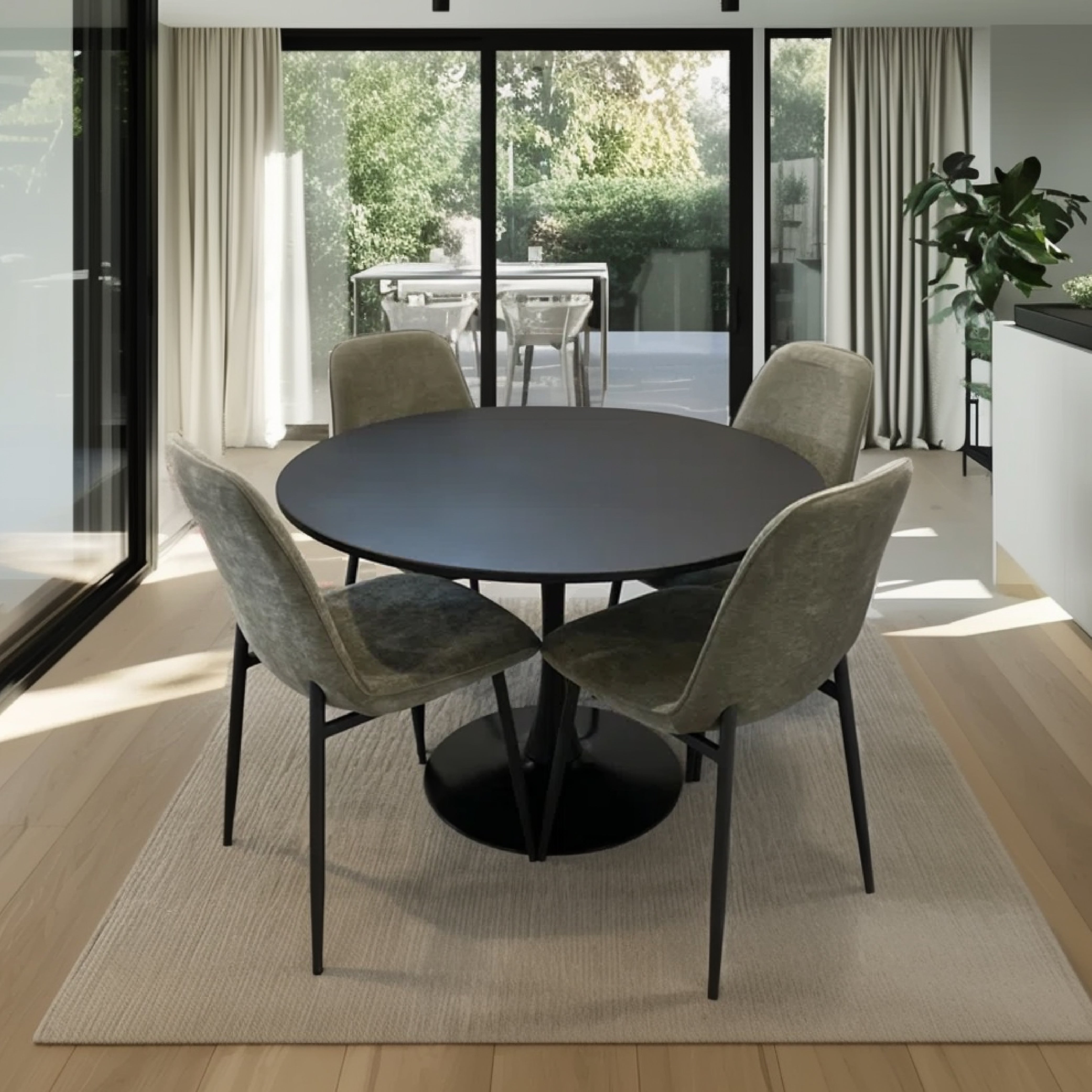 Oslo Modern Chenille Dining Chair with Metal Legs (Set of 4)