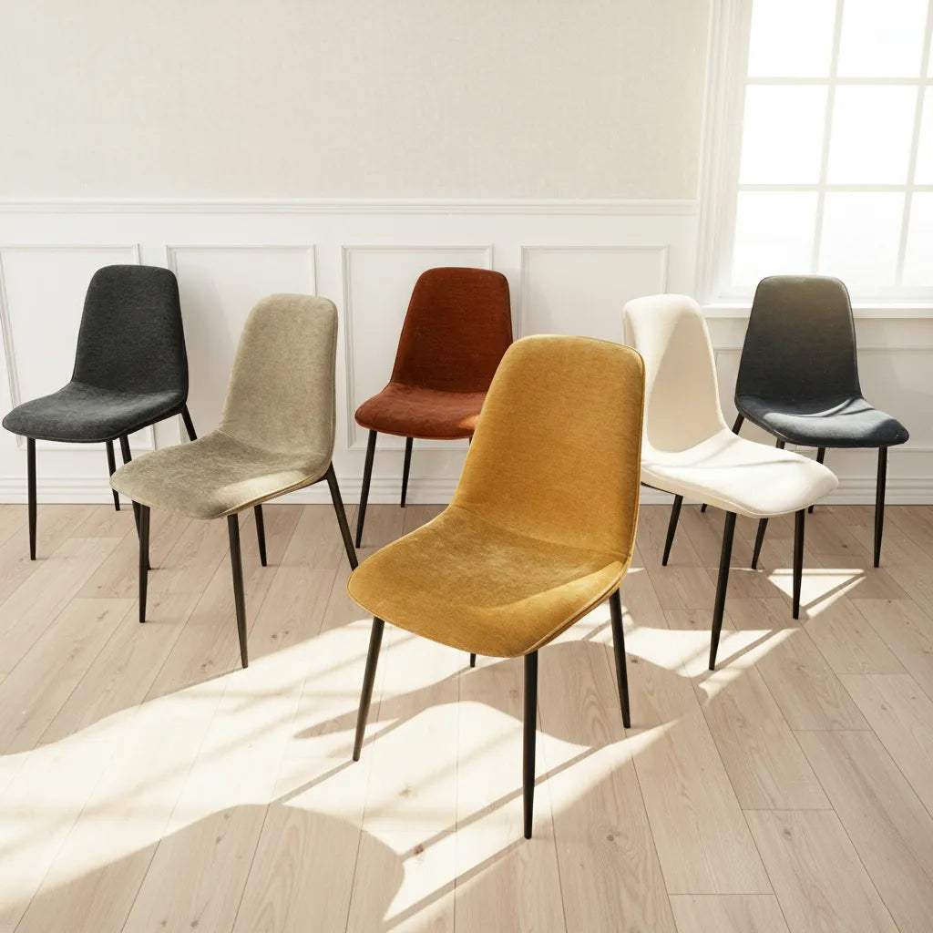 Oslo Modern Chenille Dining Chair with Metal Legs (Set of 4)