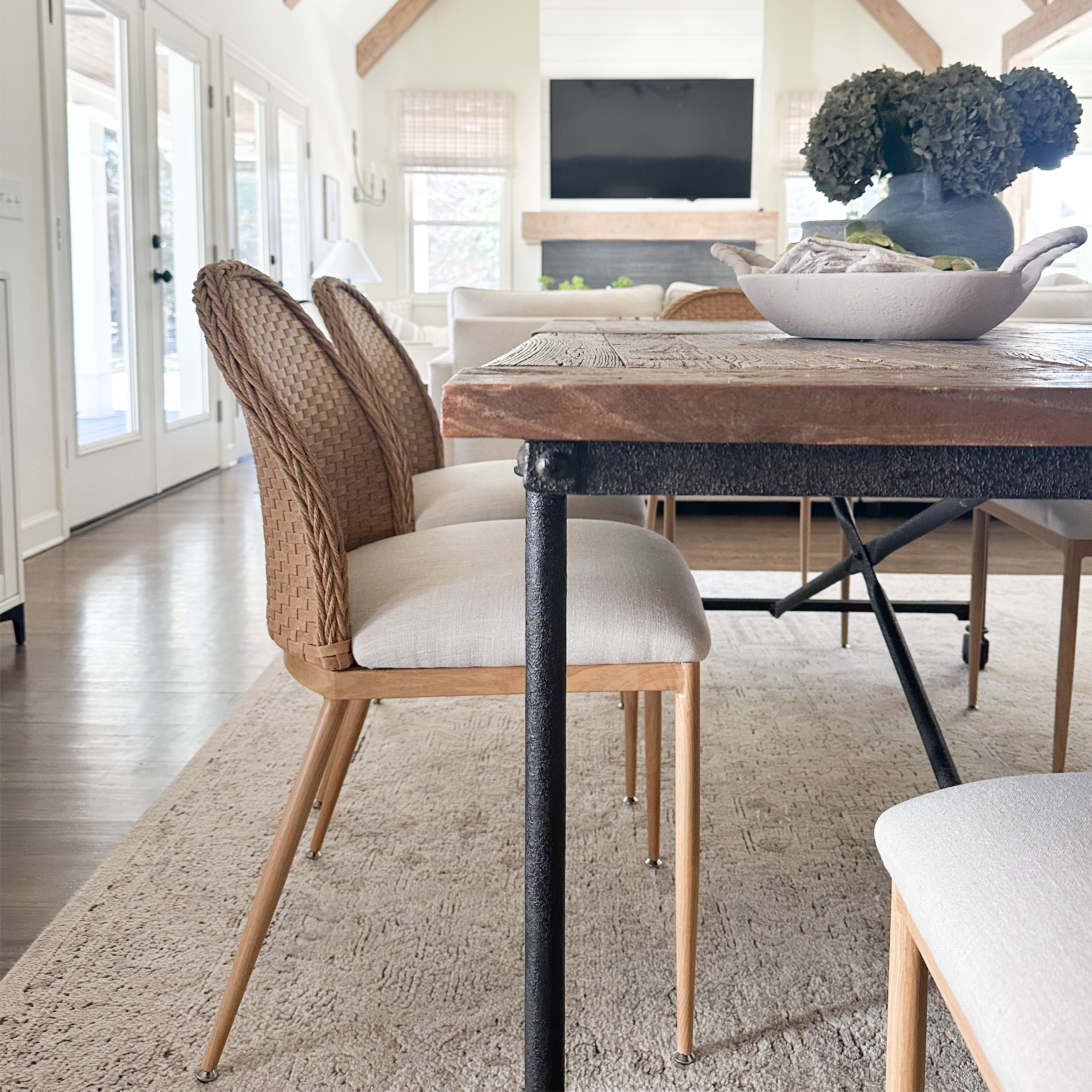 Barcelona Beige Rattan Upholstered Dining Chair (Set of 2)