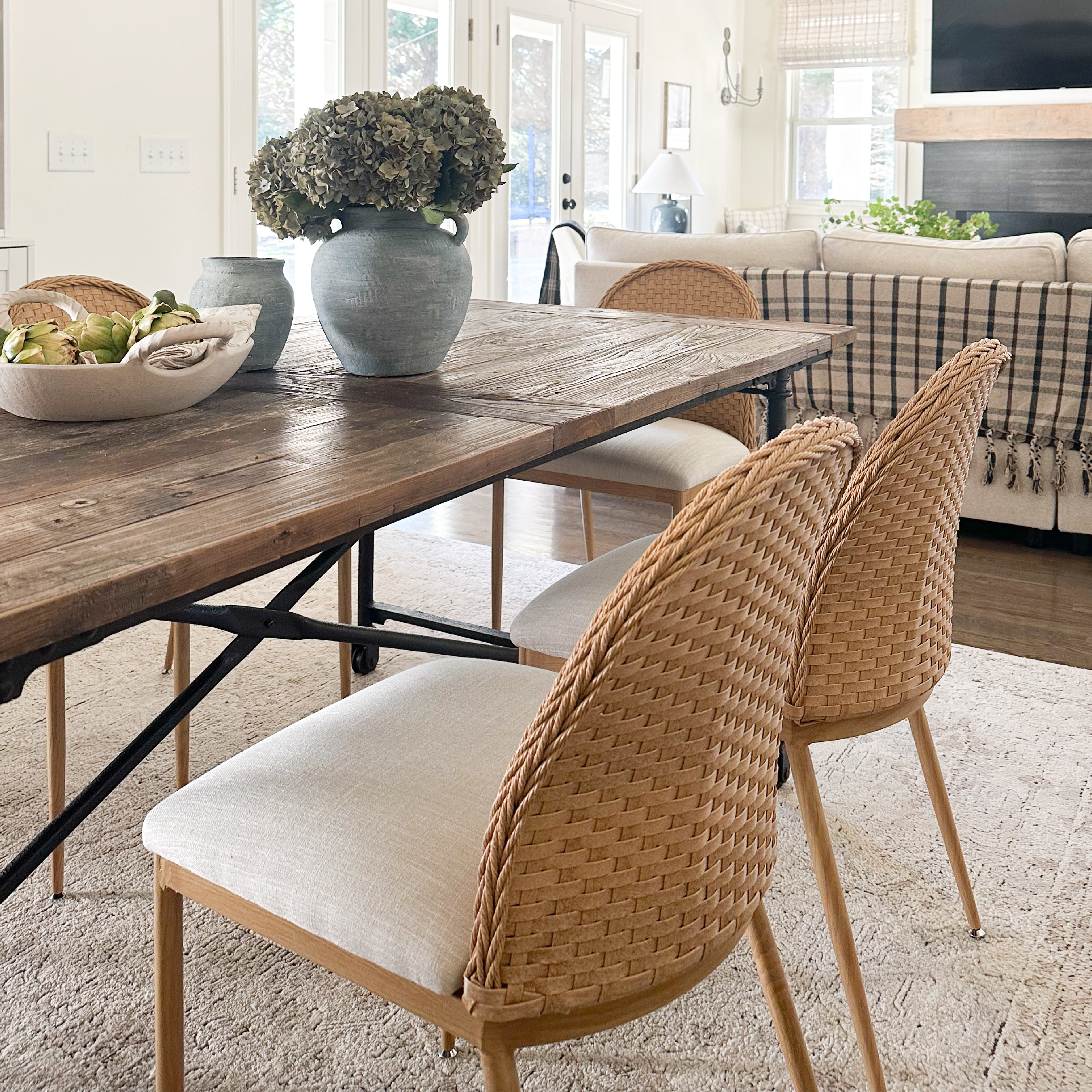 Barcelona Beige Rattan Upholstered Dining Chair (Set of 2)