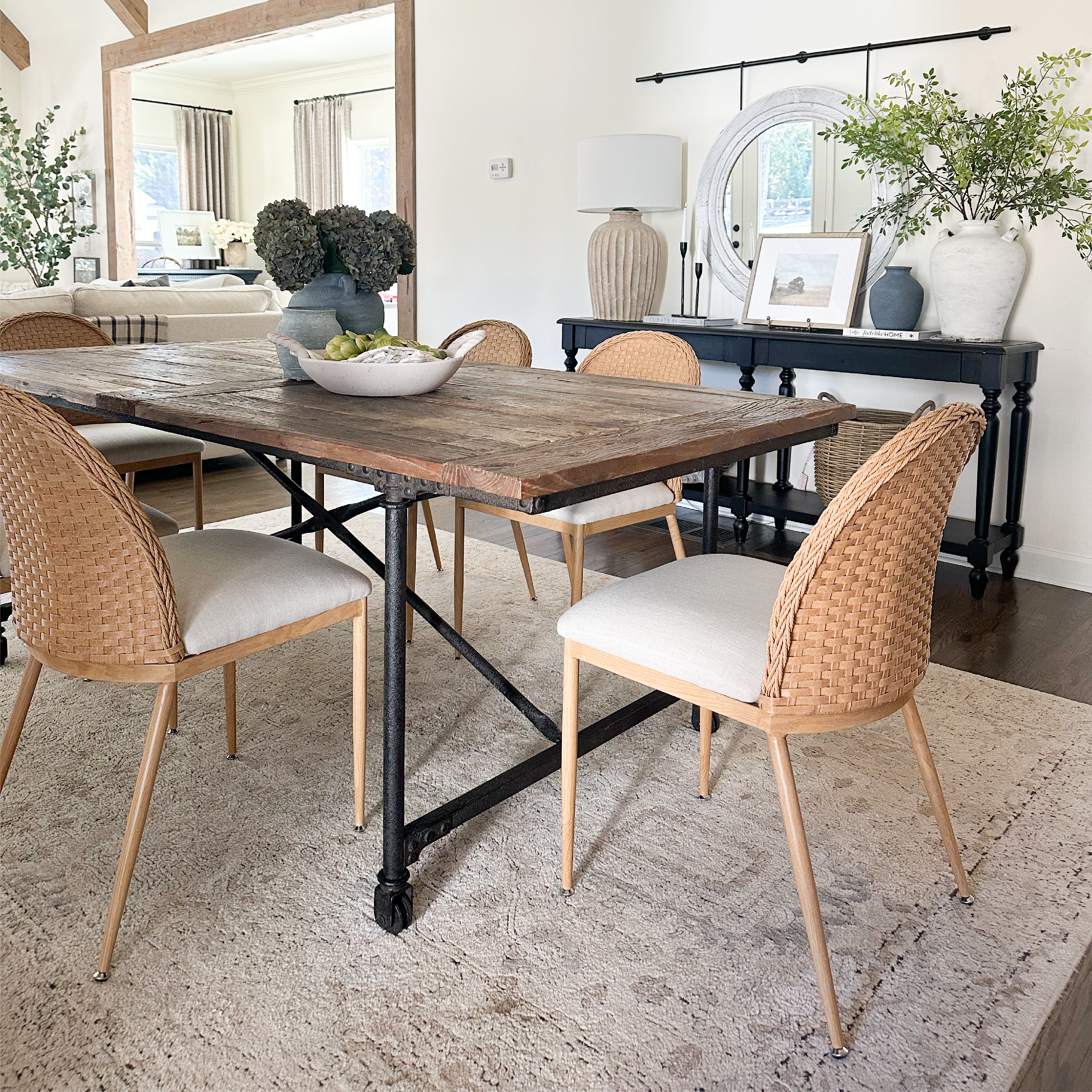 Barcelona Beige Rattan Upholstered Dining Chair (Set of 2)