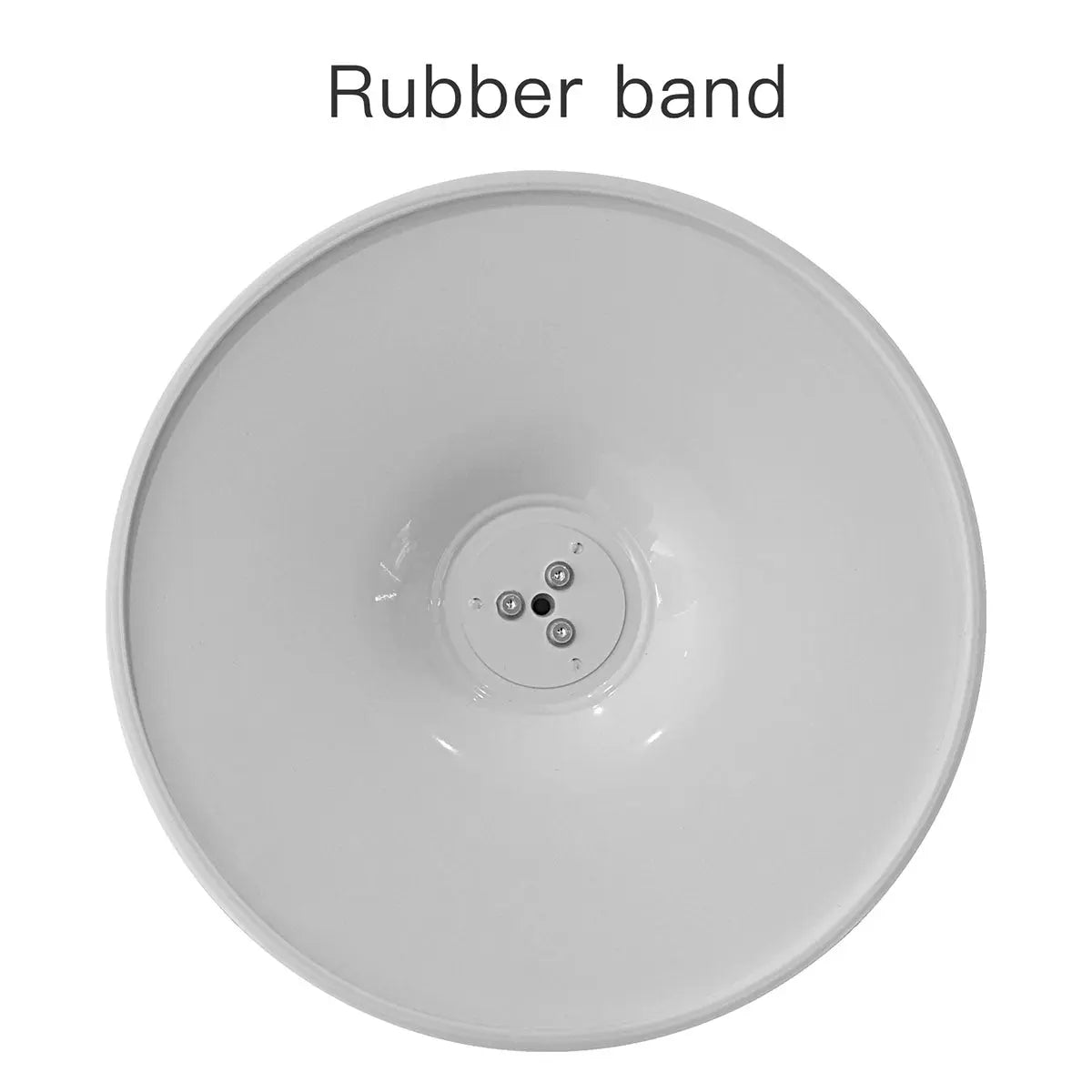 Modern gray round fixture photographed from above with central connection point.