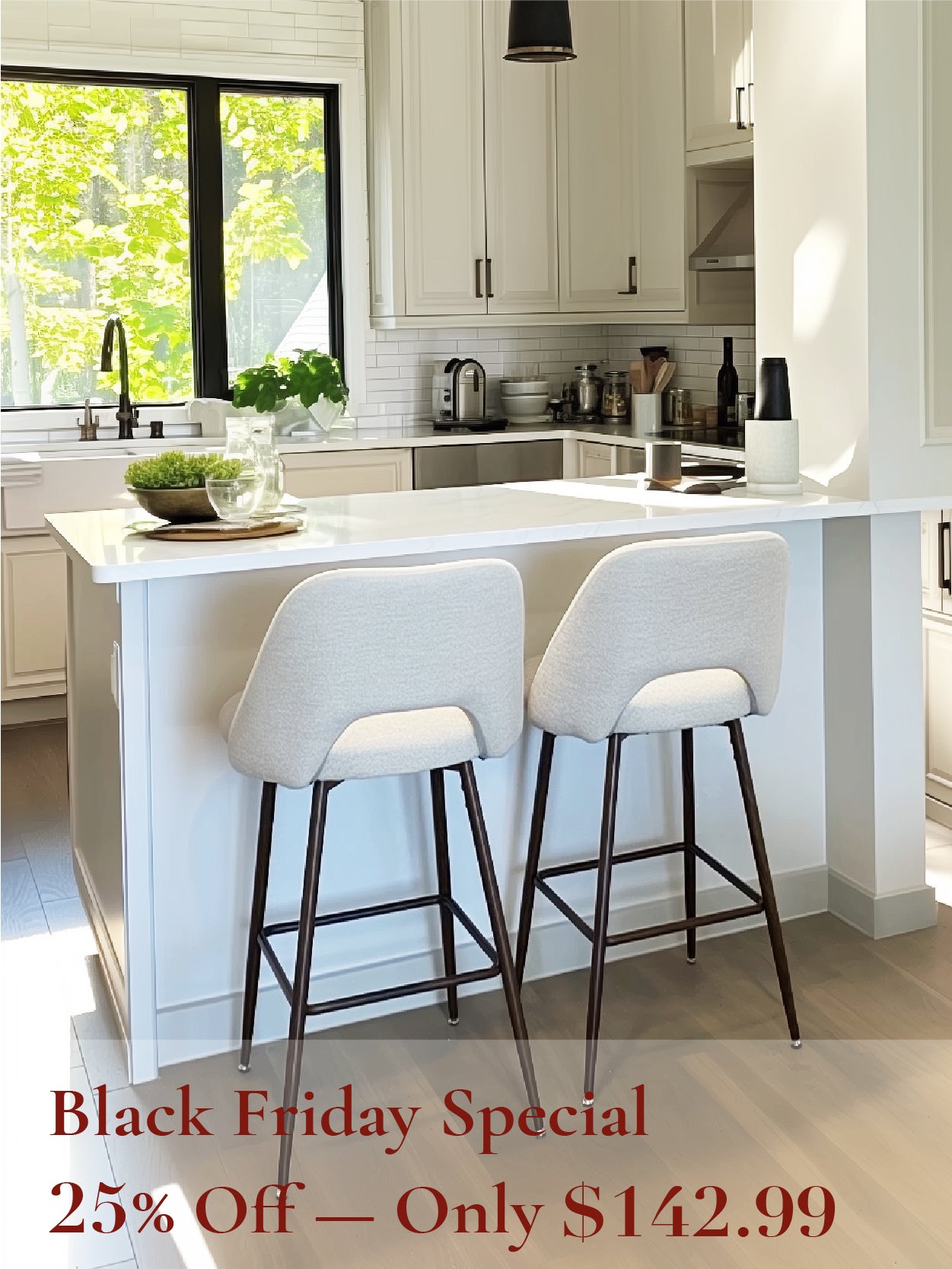 Edwin 26" Modern Upholstered Counter Stool (Set of 2)