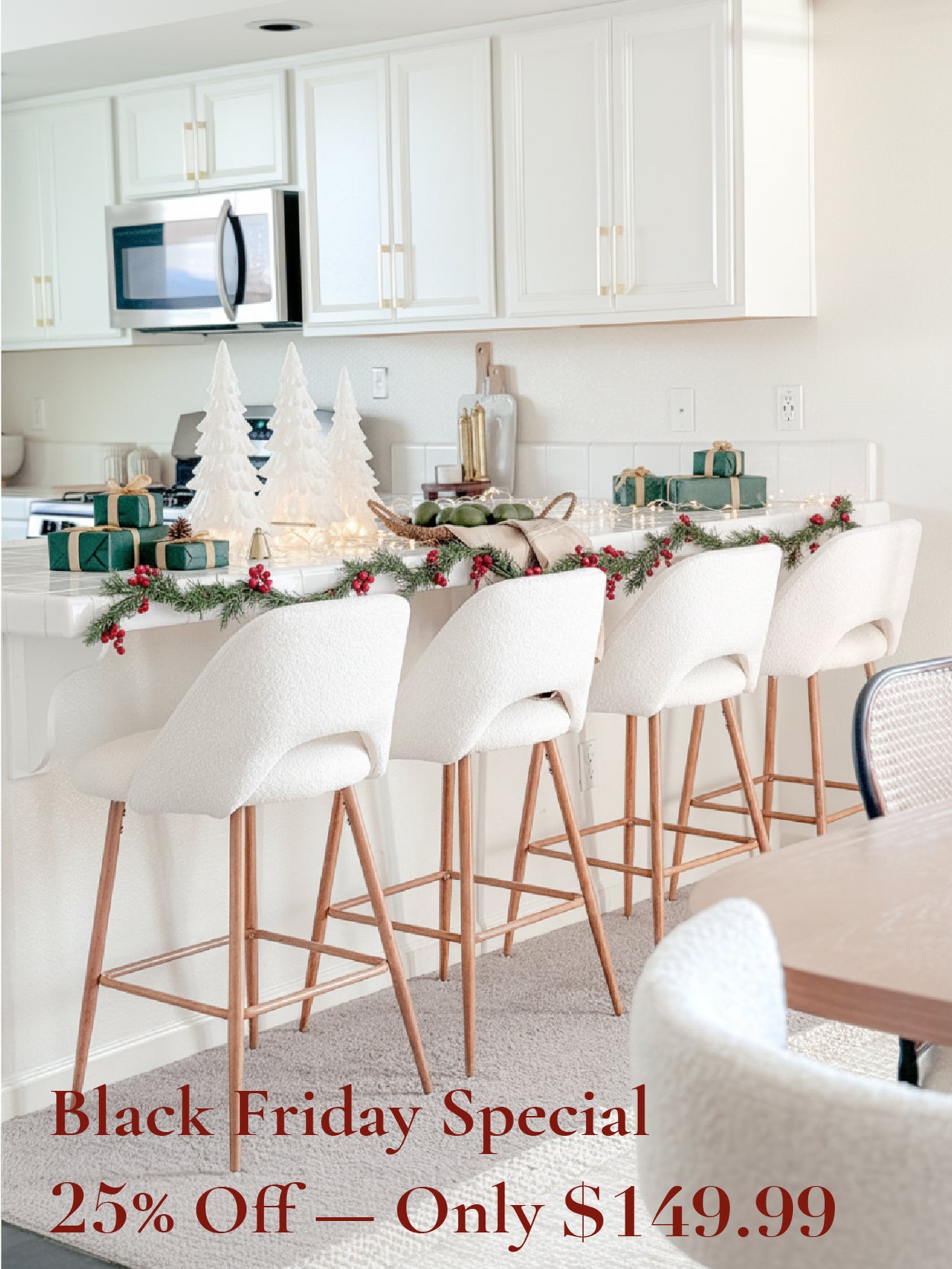 Edwin Boucle Upholstered Counter Stool (Set of 2)