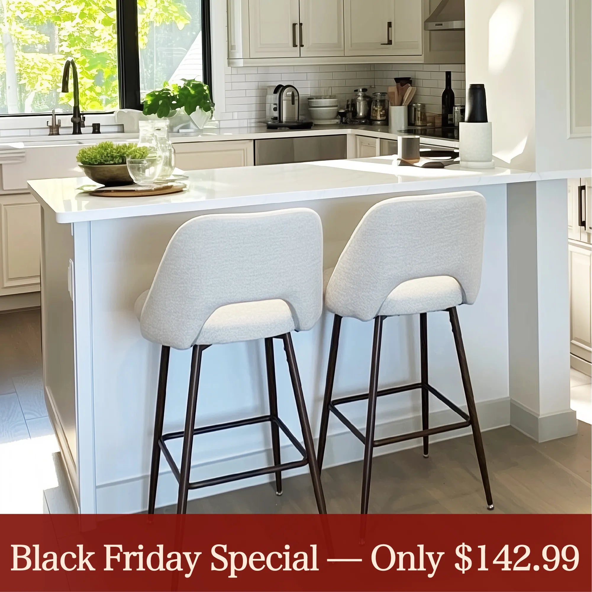 Edwin 26" Modern Upholstered Counter Stool (Set of 2)