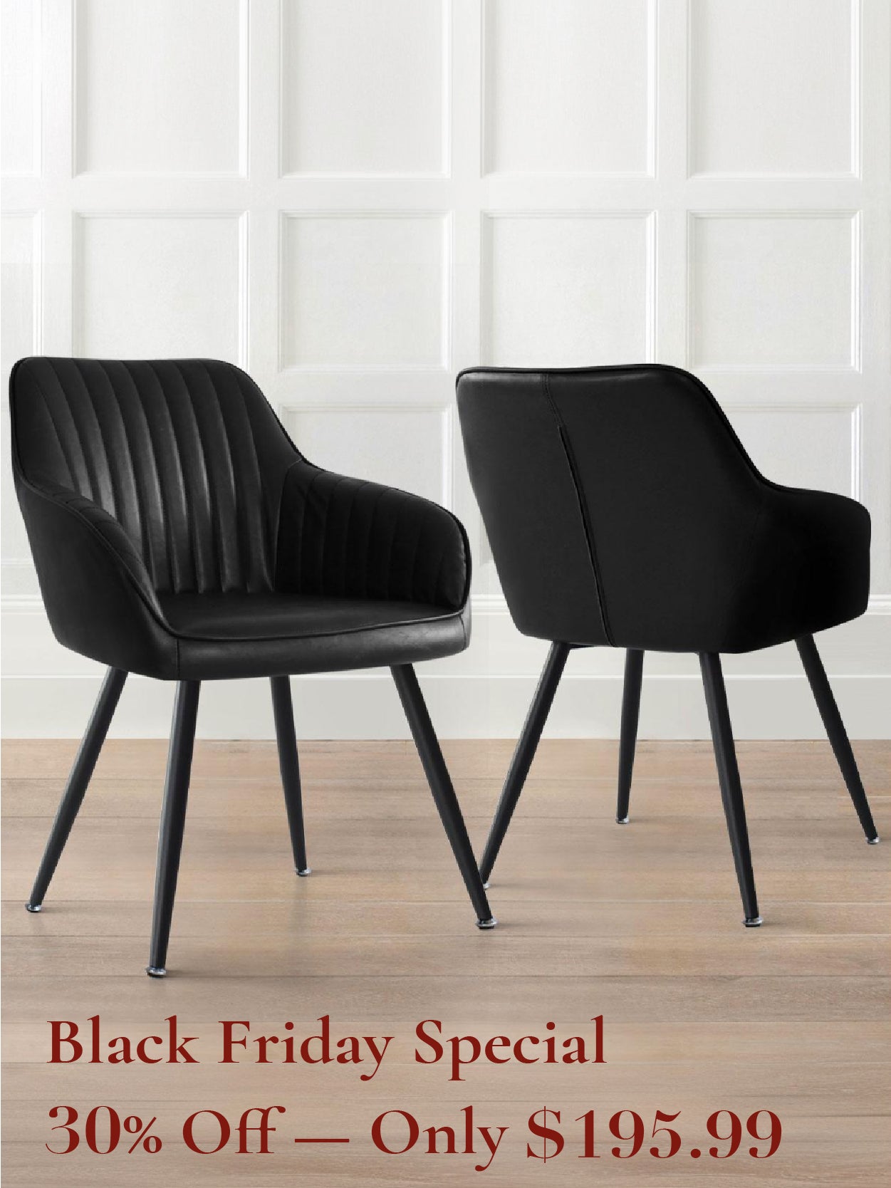 Boston Faux Leather Upholstered Dining Chair with Arms (Set of 2)